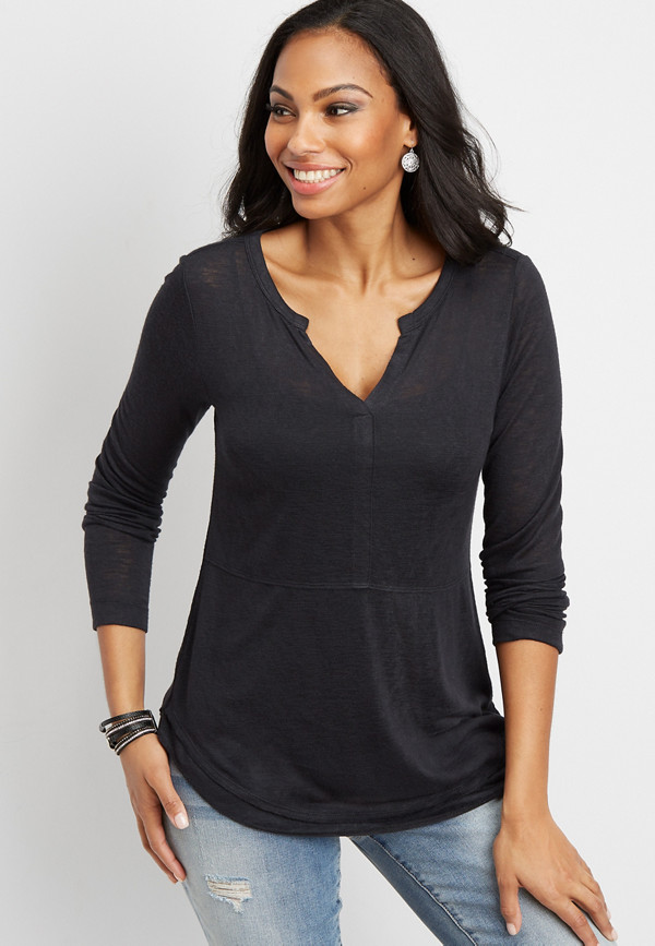 24/7 casual henley solid tee | maurices