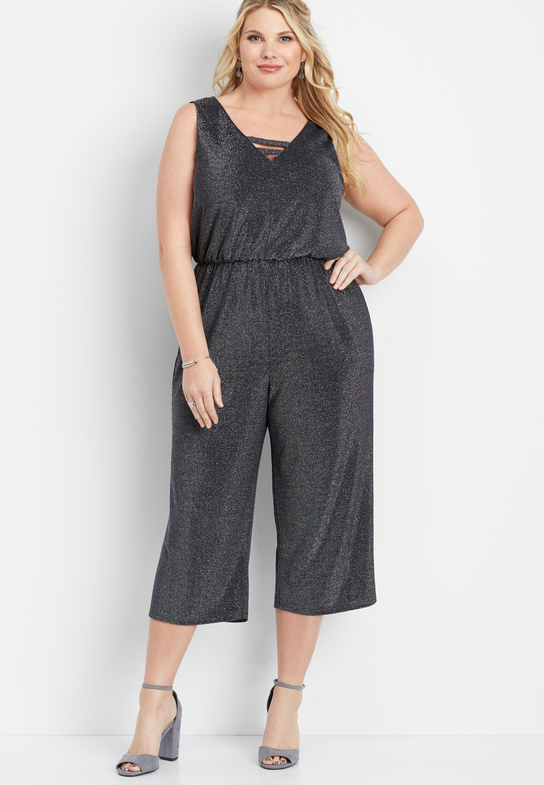 plus size shimmer jumpsuit