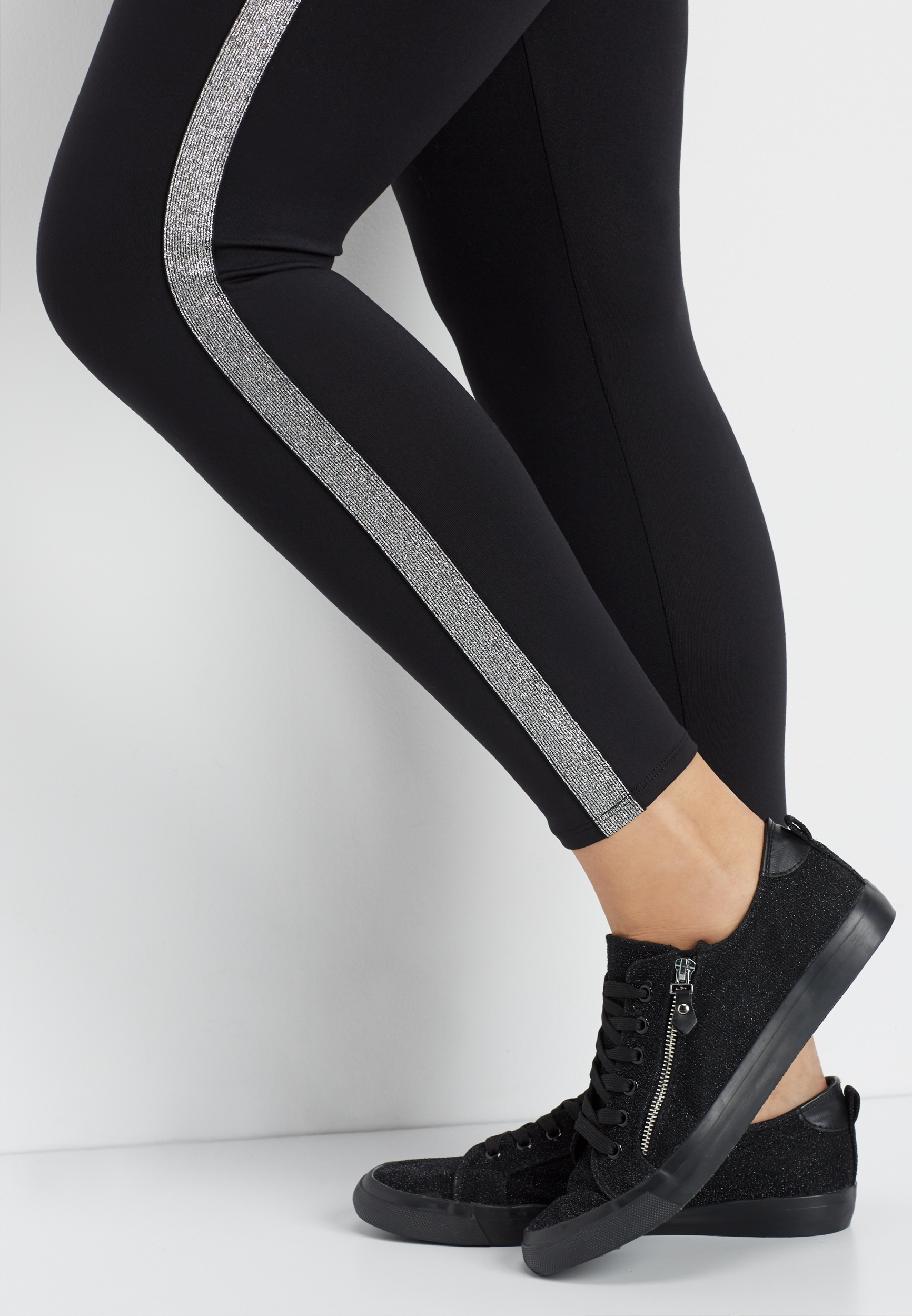 plus size metallic side stripe 7/8 active legging maurices