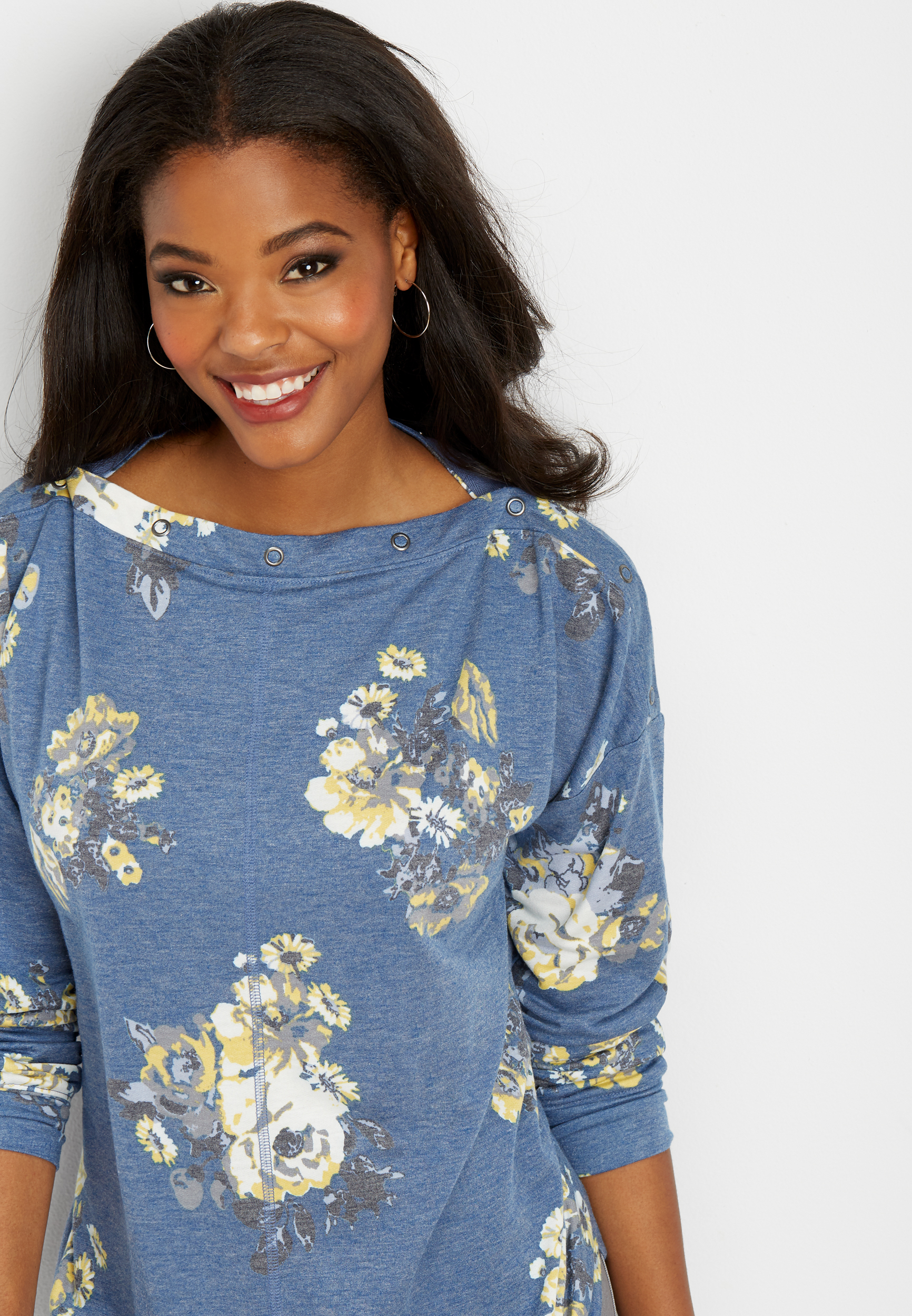 floral snap shoulder pullover maurices