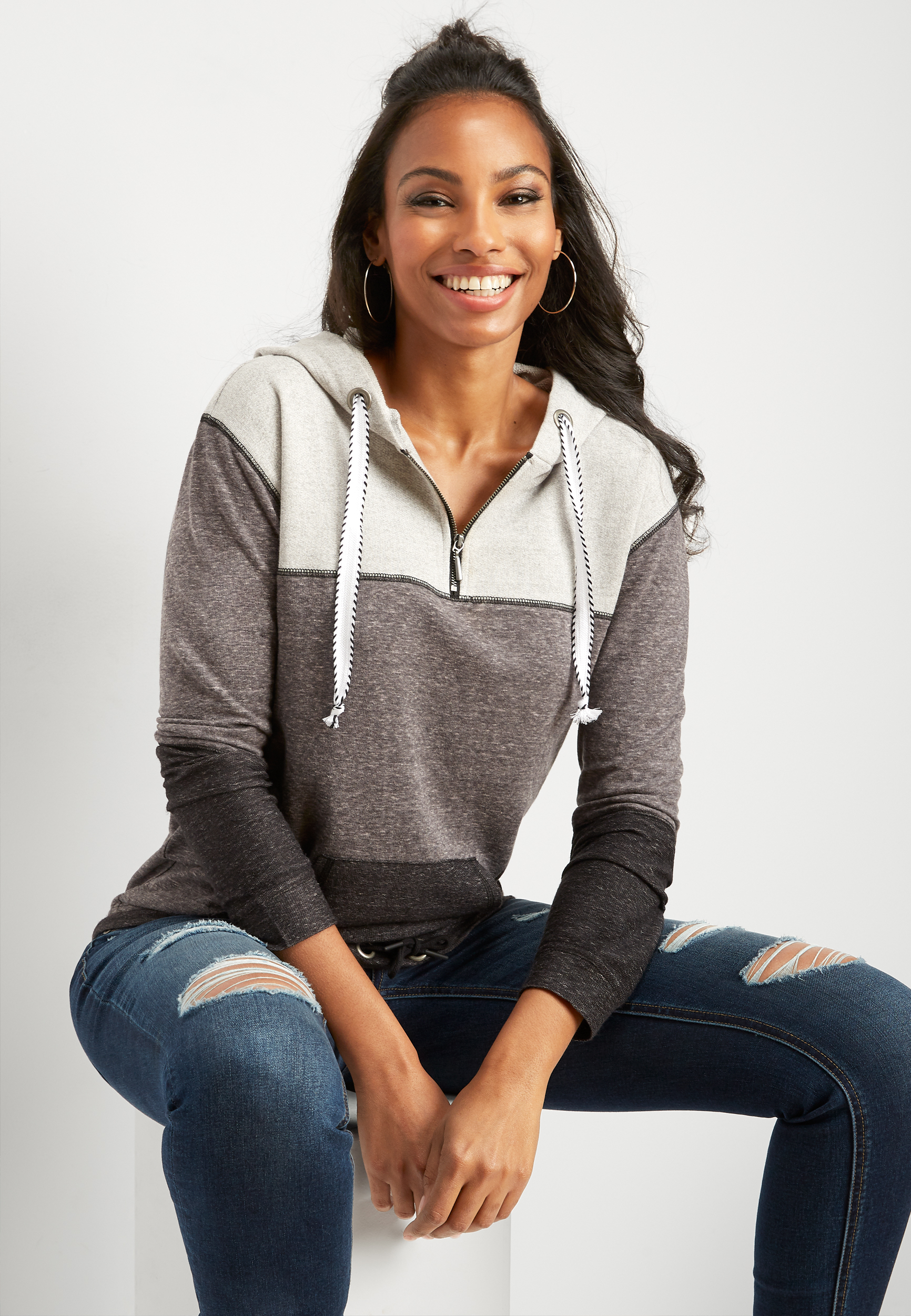 colorblock half zip sweatshirt