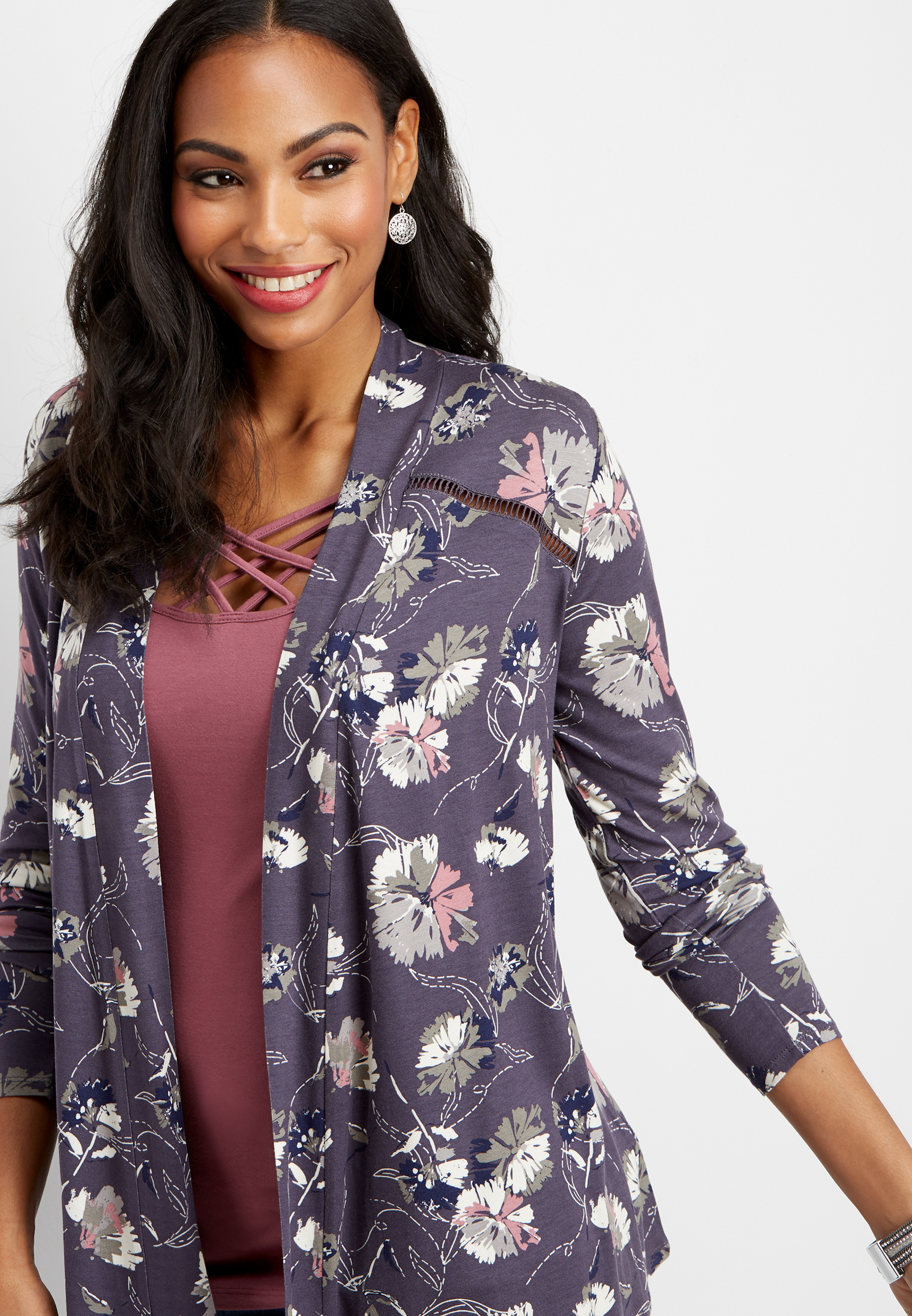 open front floral cardigan | maurices