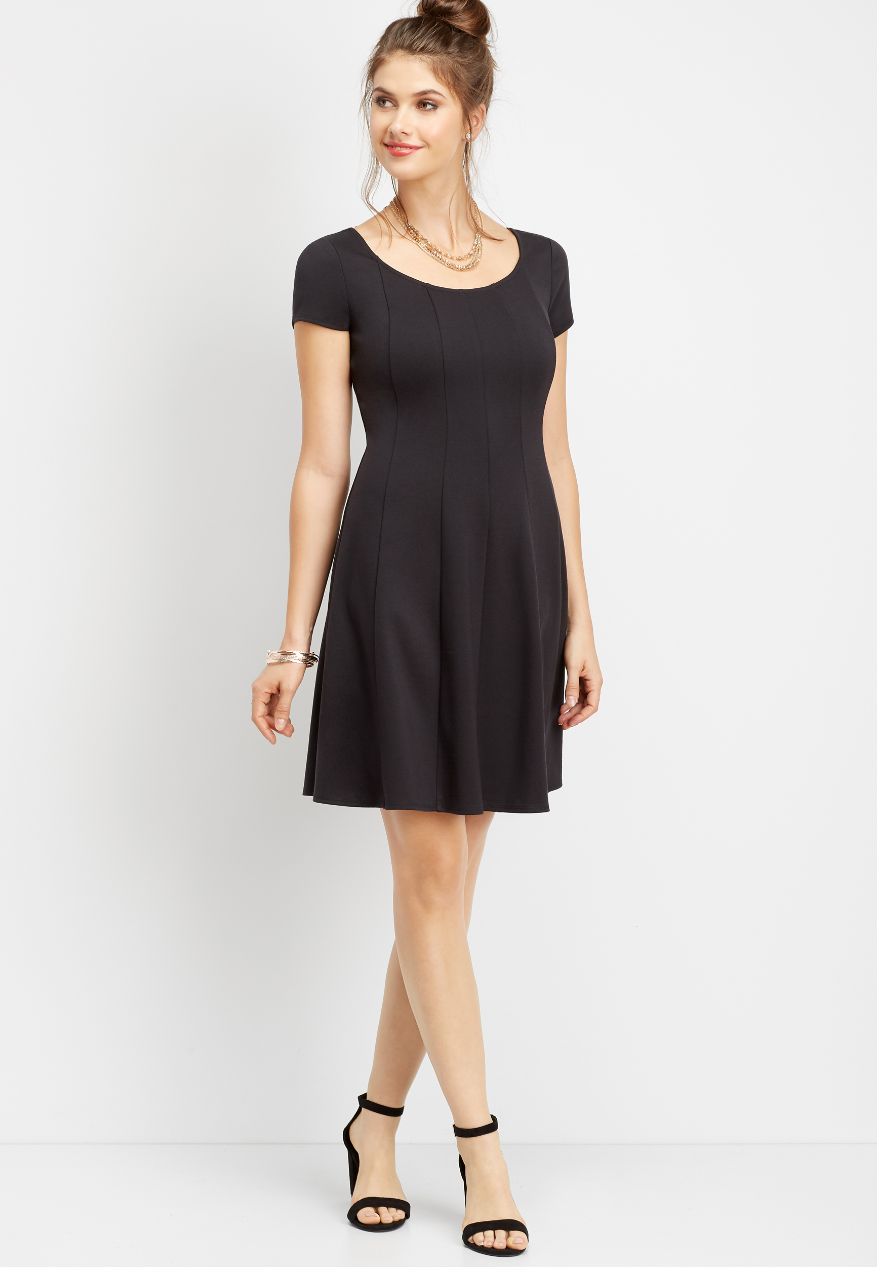 seamed ponte skater dress | maurices