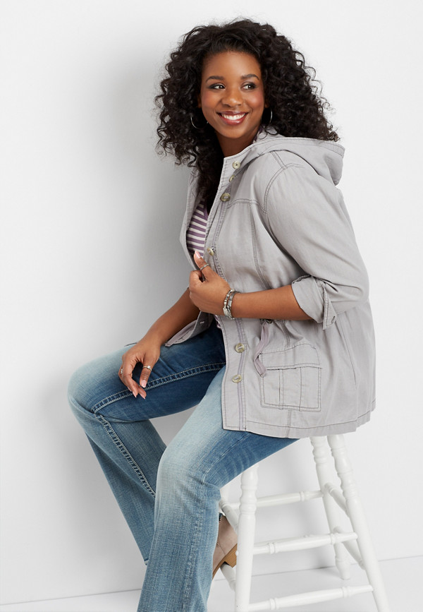 plus size button front anorak jacket | maurices