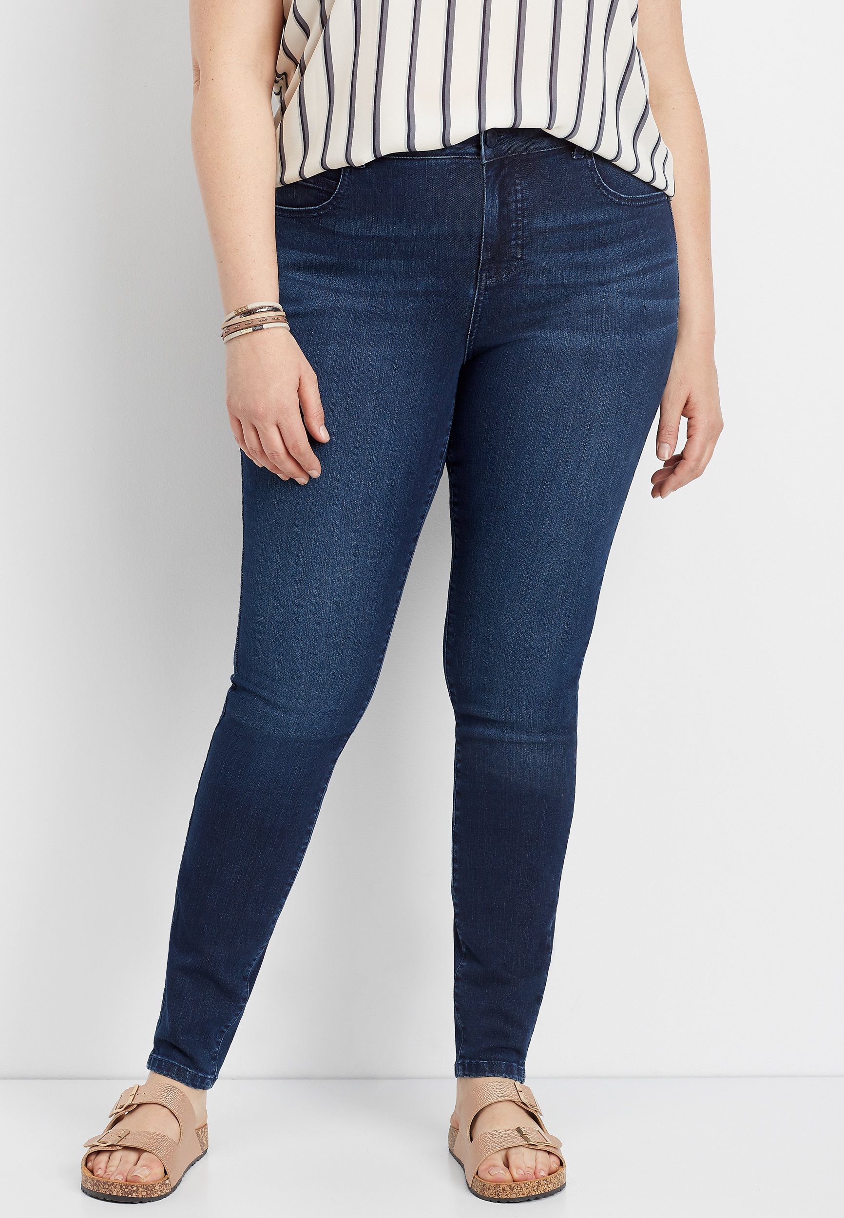 plus size Everflex™ dark rinse high rise skinny jean | maurices
