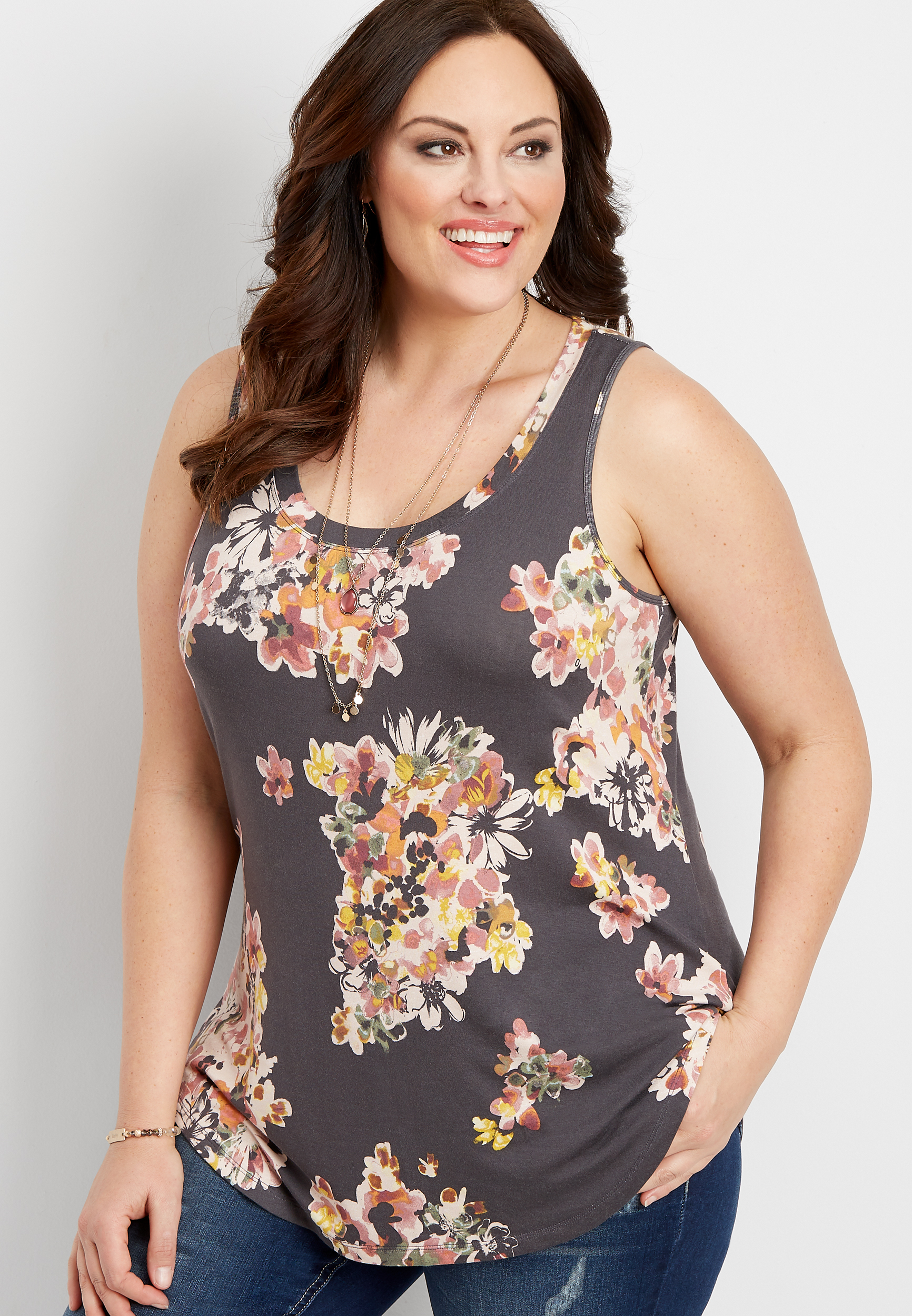 Plus Size 247 Floral Scoop Neck Tank Maurices 3811