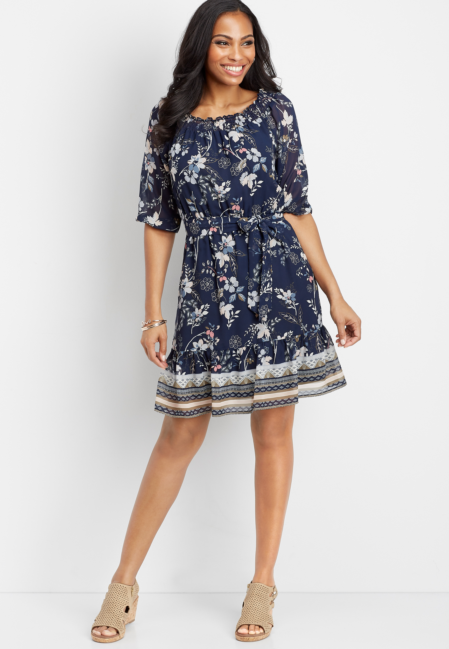 off the shoulder floral patterned dress | maurices