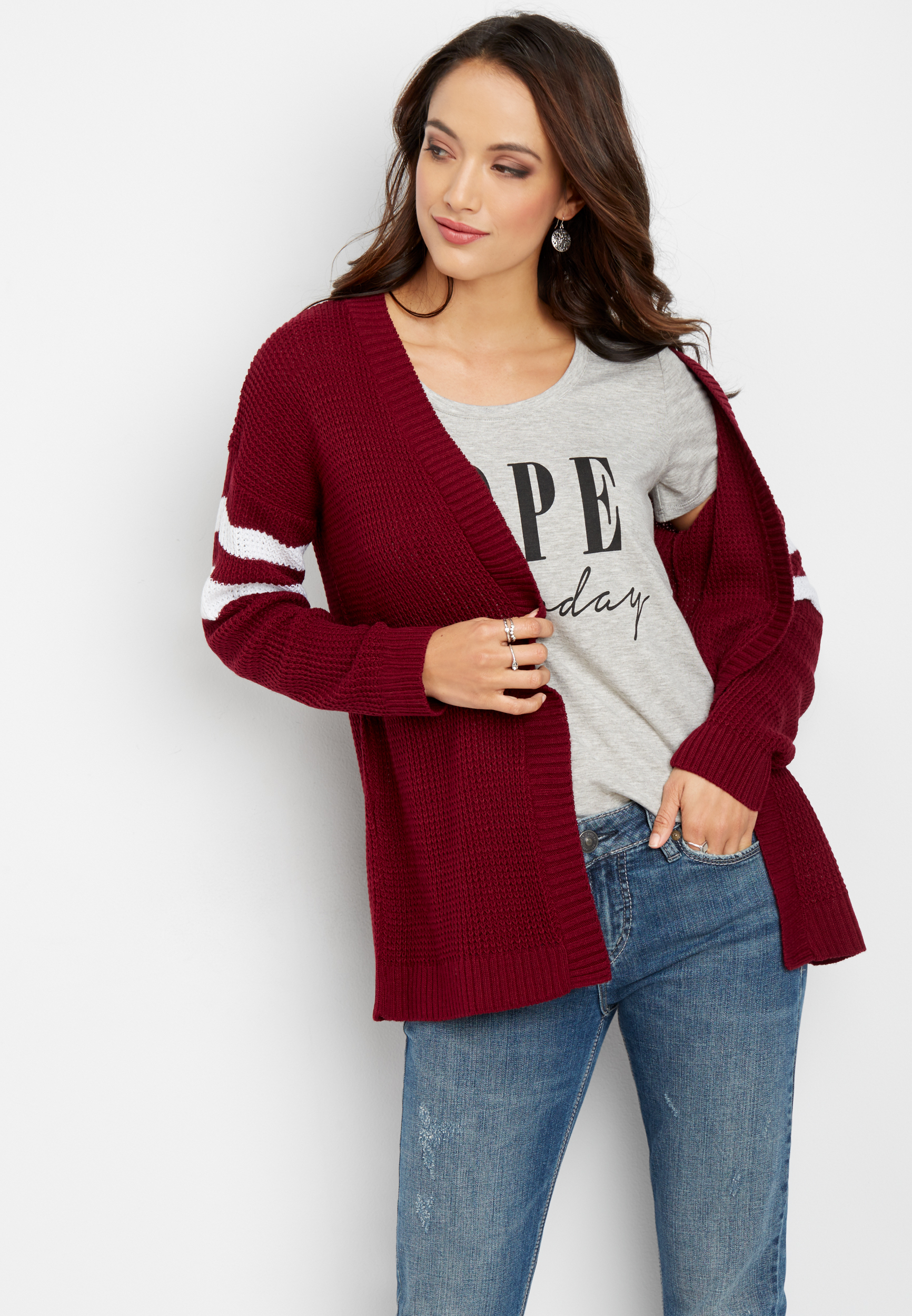 varsity stripe cardigan