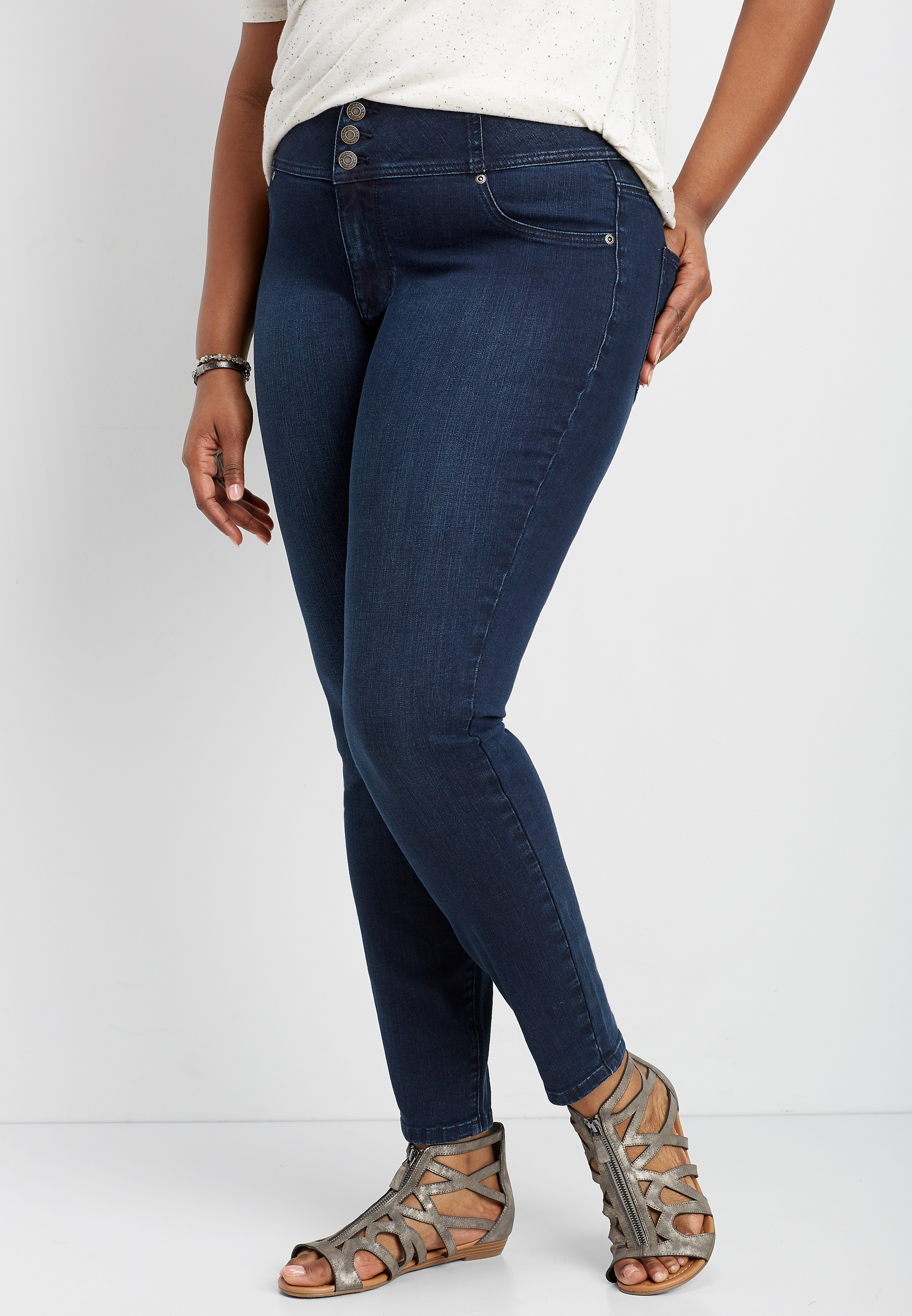 Plus Size Denimflex™ High Rise Dark Wash Jegging Maurices 