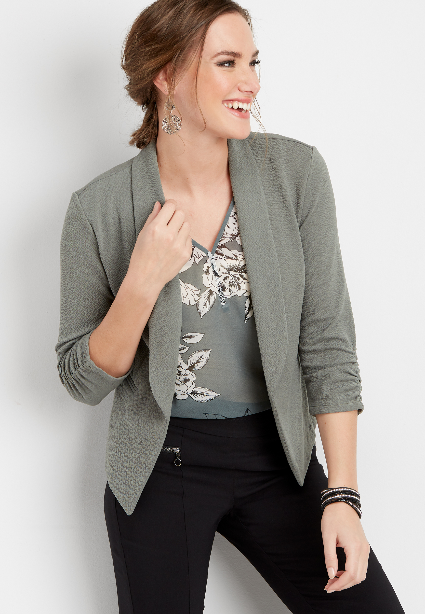 solid open front blazer | maurices