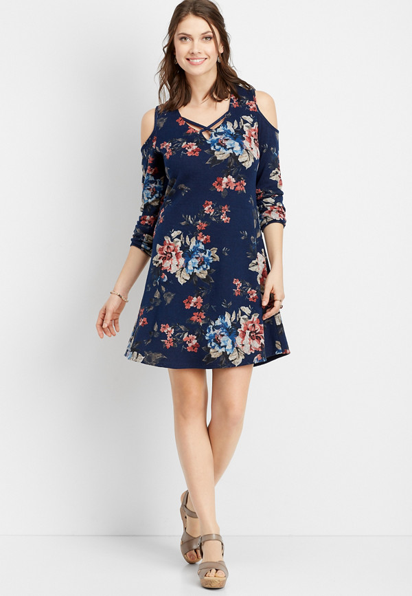 floral cold shoulder dress | maurices