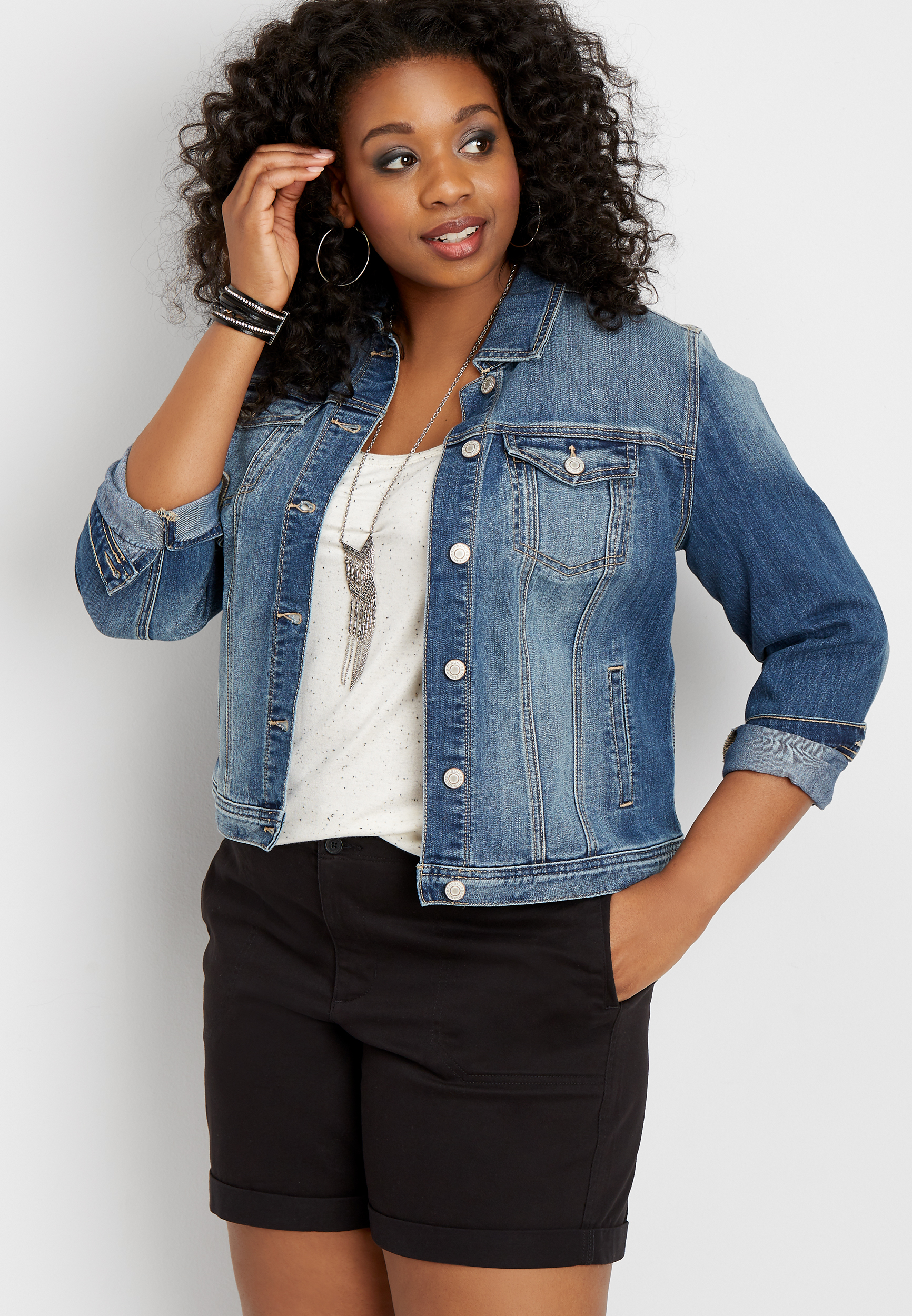 Plus Size Black Chino 7in Bermuda Short Maurices