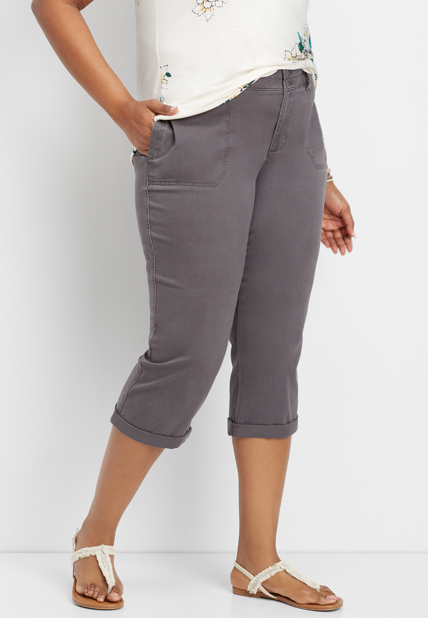 plus size slate cropped chino pant maurices
