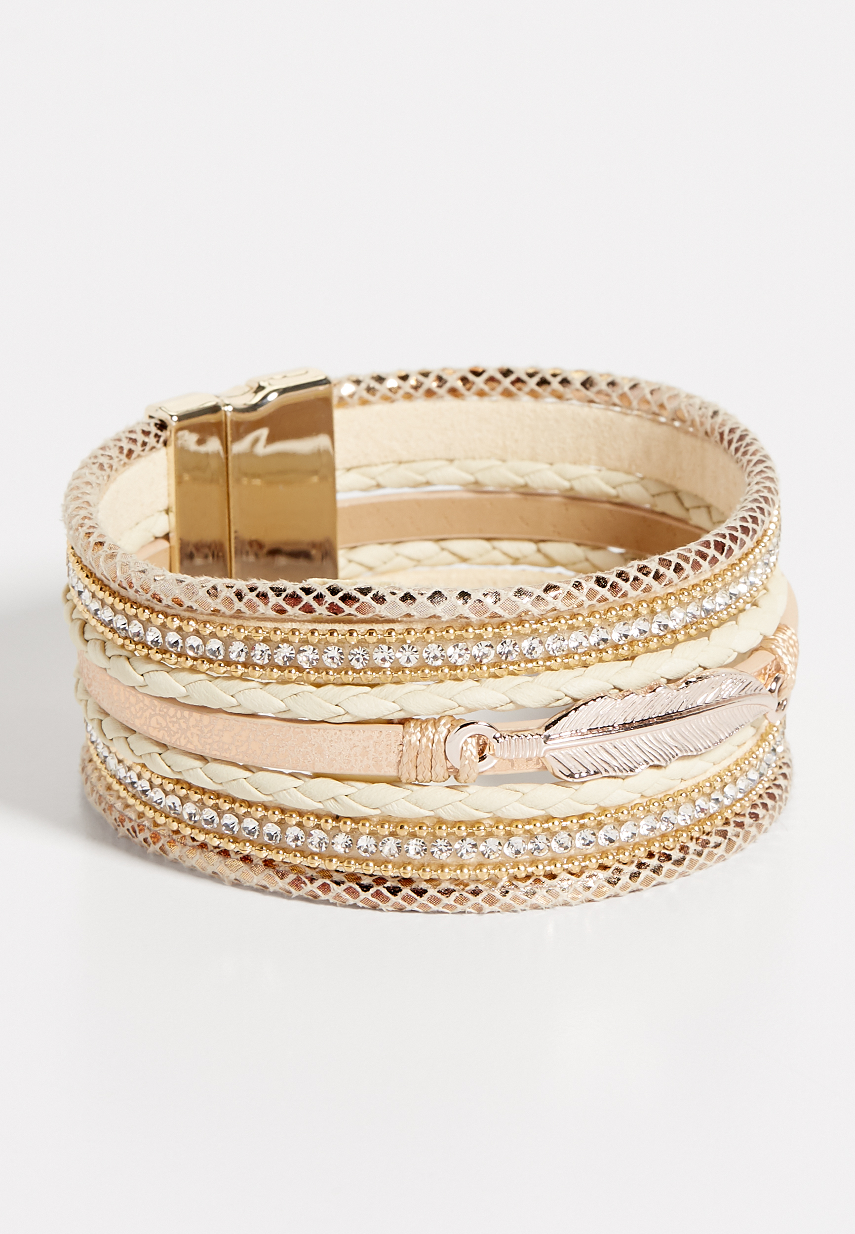 extended length magnetic feather bracelet | maurices