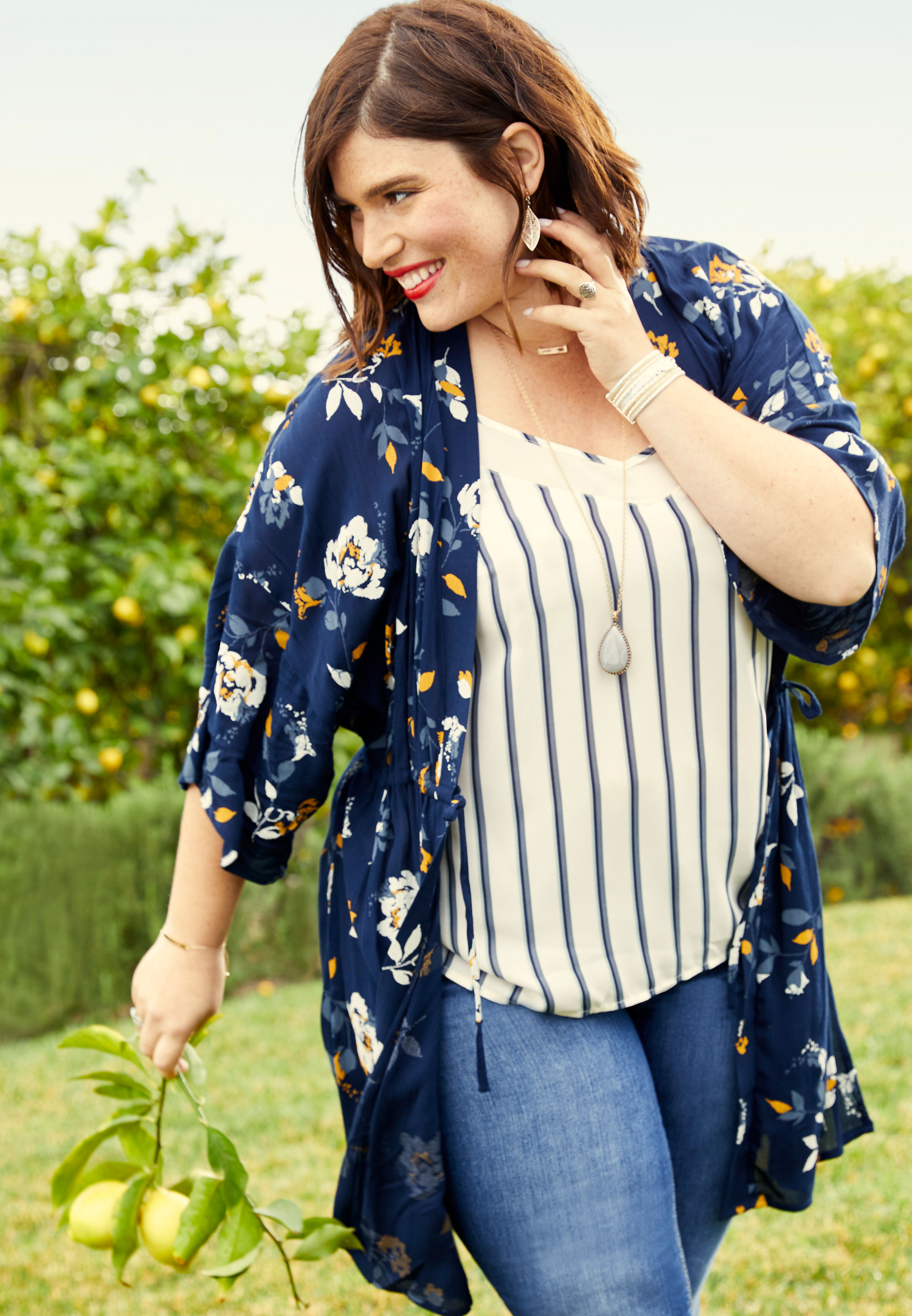 plus size floral drawstring waist kimono | maurices