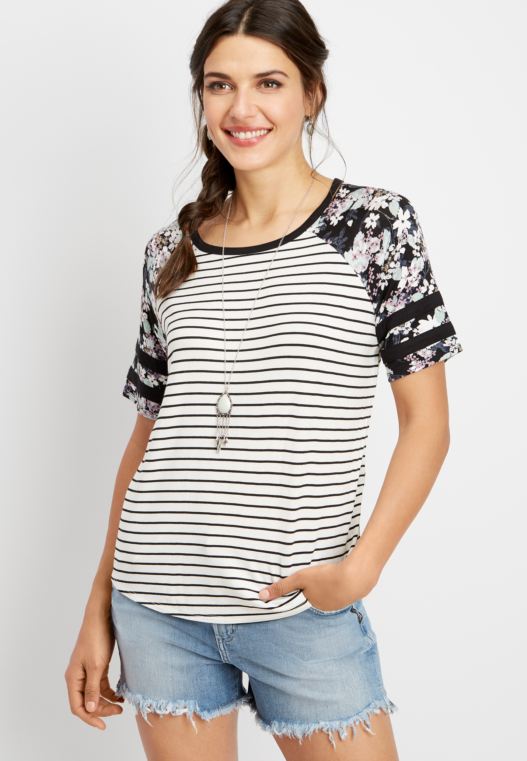 24/7 print mix baseball tee maurices