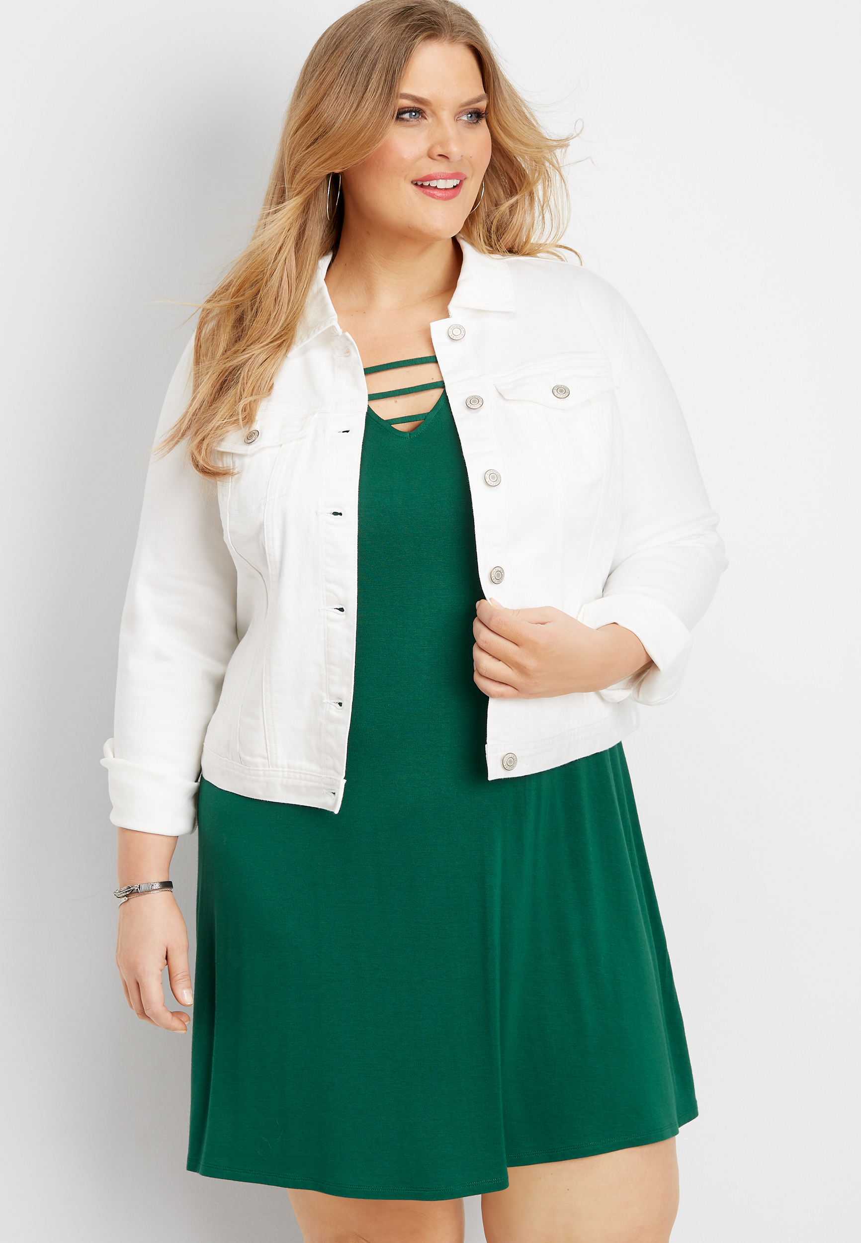 plus size white jean jacket