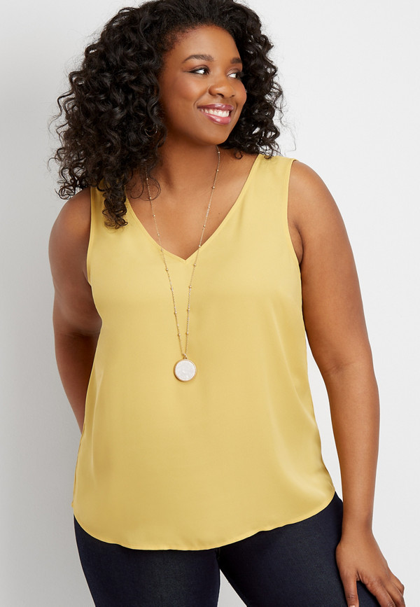 plus size solid v-neck and back tank | maurices