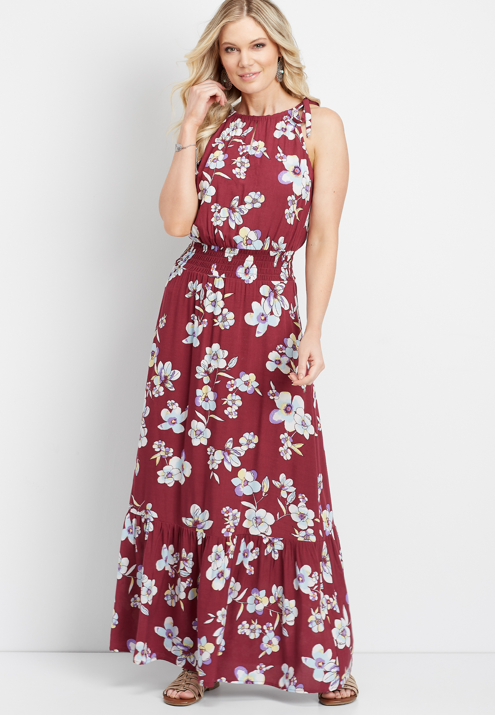 floral smocked waist maxi dress maurices