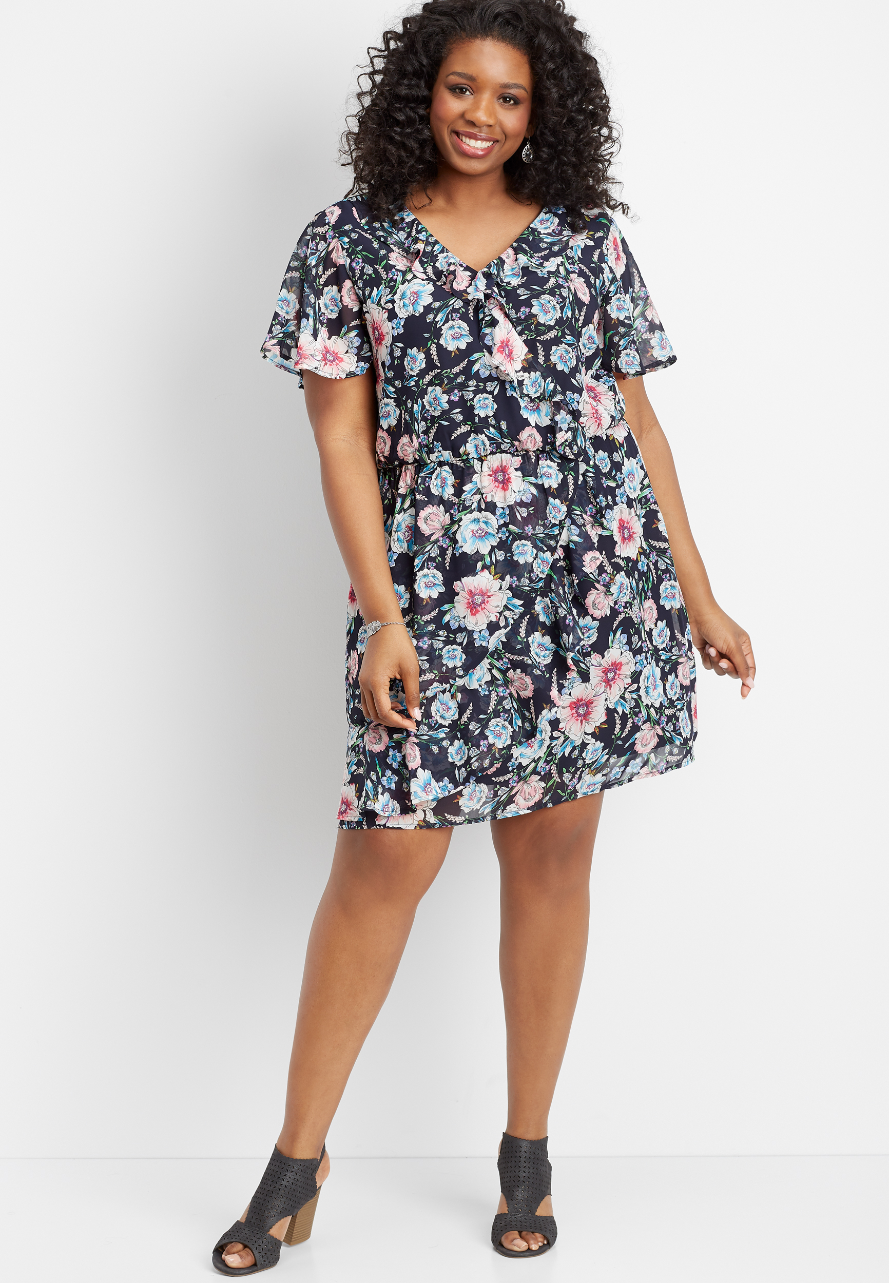 wrap front dress plus size