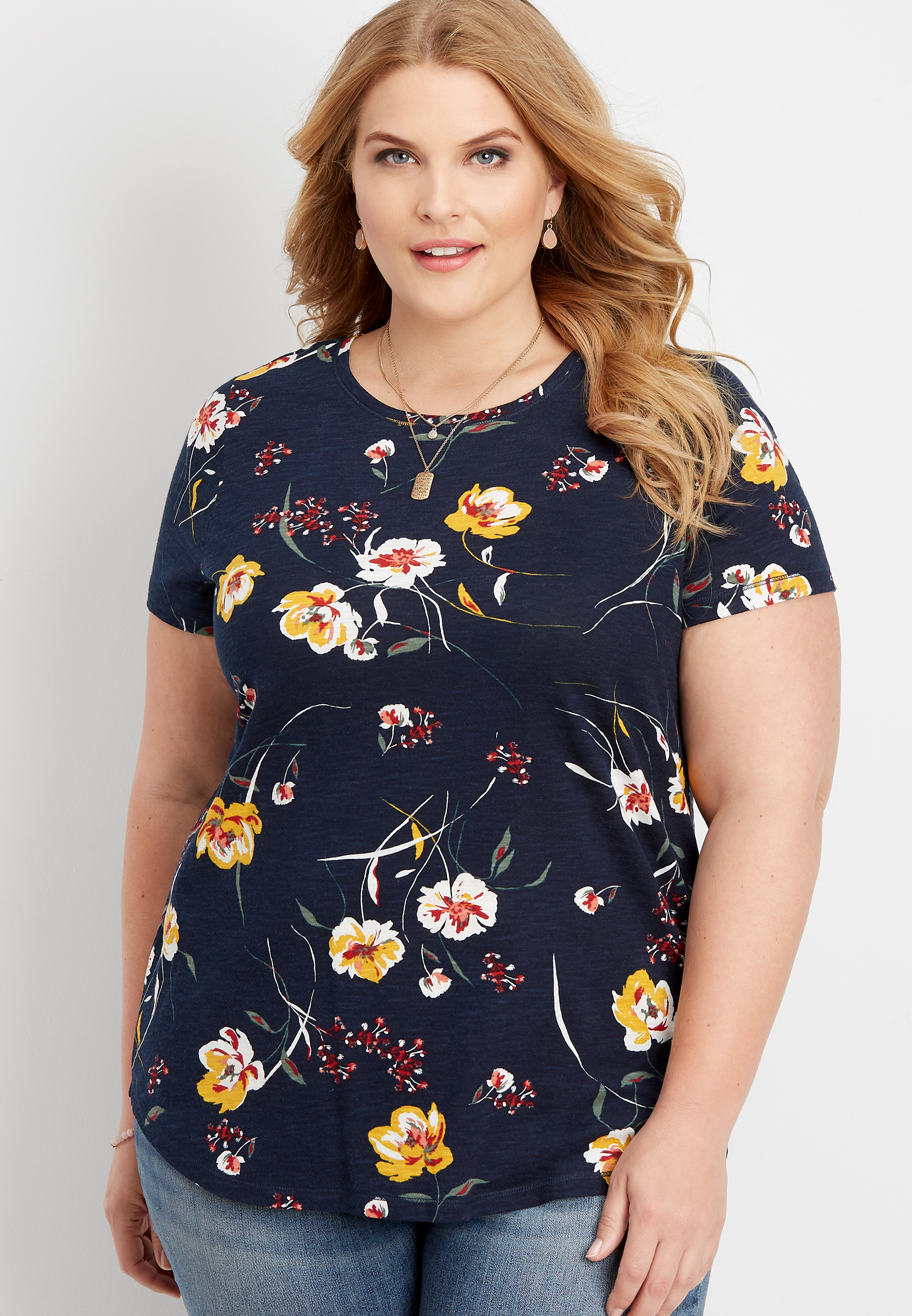 plus size 24/7 floral crew neck tee | maurices