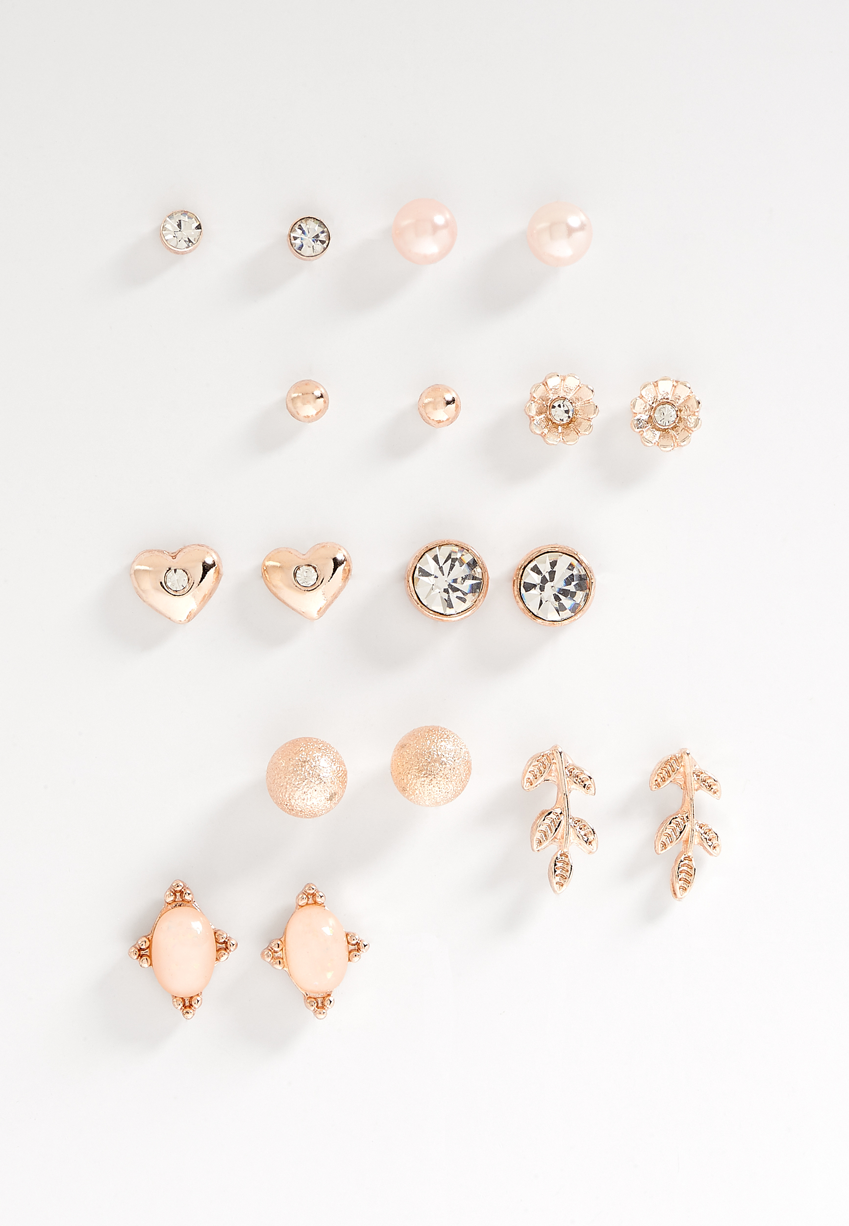 nine piece rose goldtone stud earring set | maurices