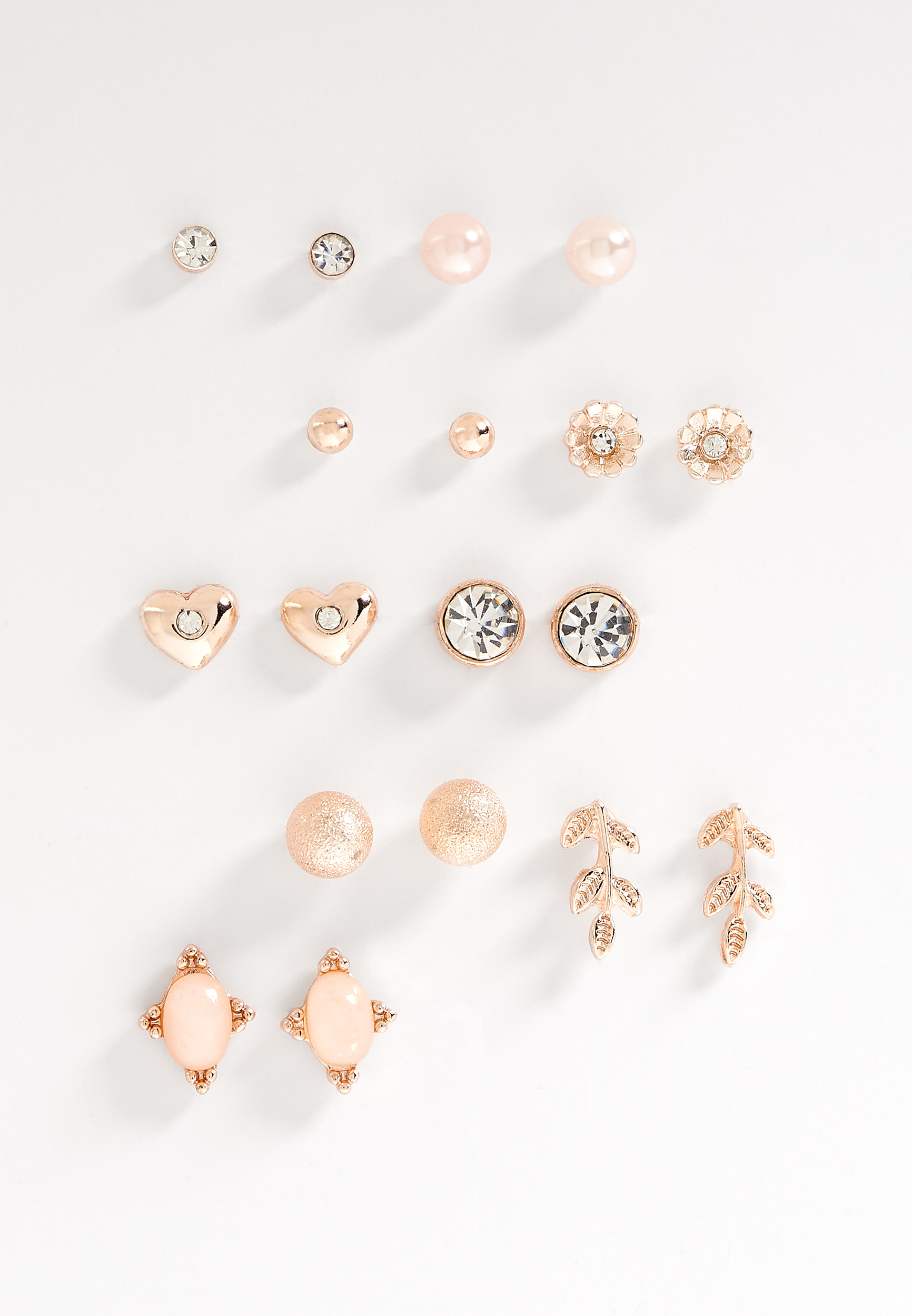 nine piece rose goldtone stud earring set maurices