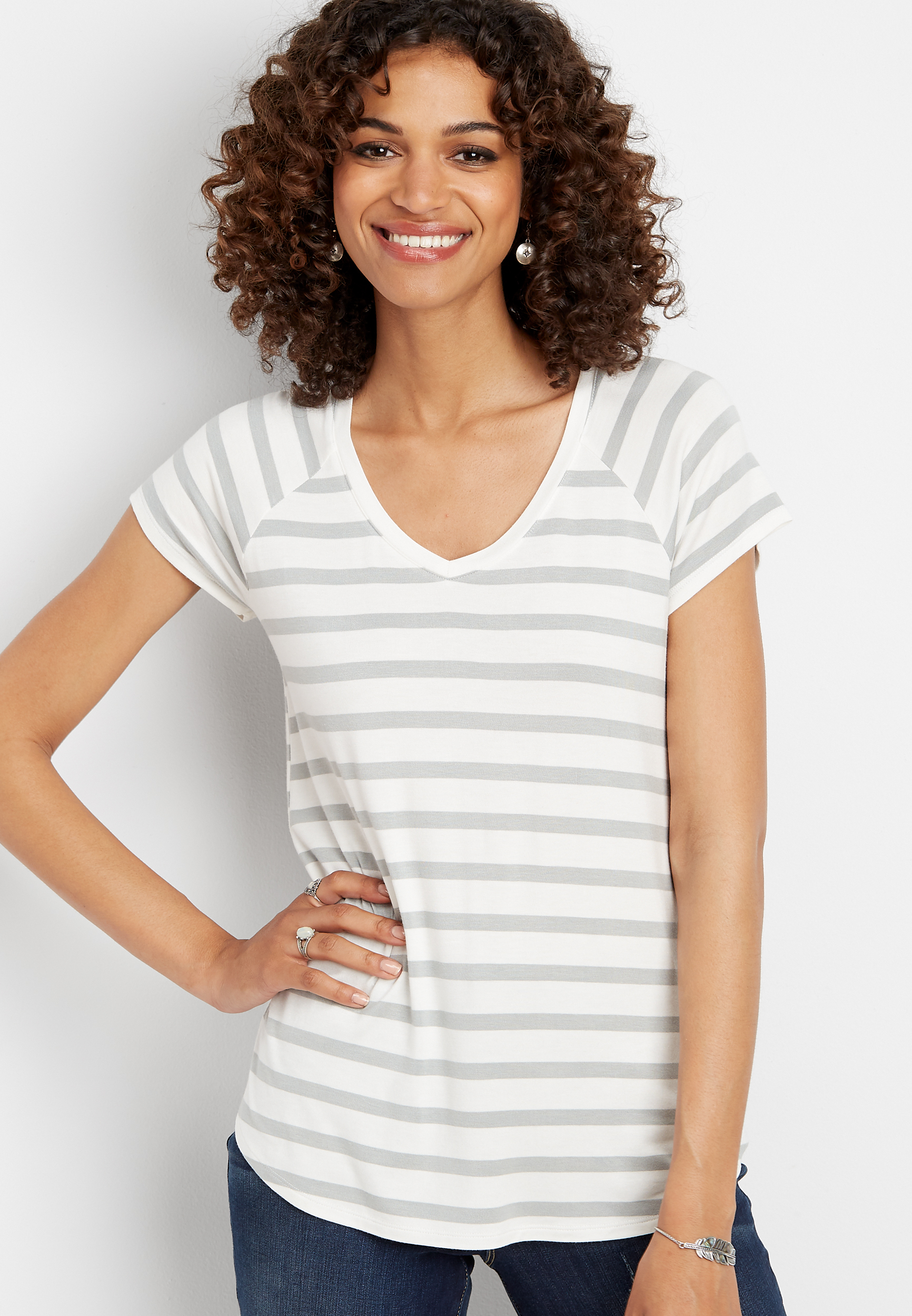 24/7 stripe knotted back tee | maurices