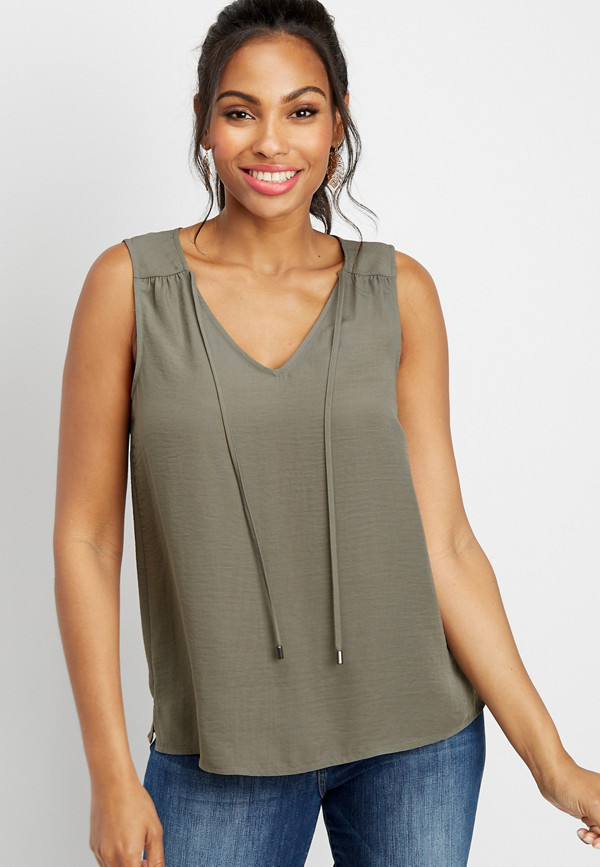 solid tie neck tank | maurices