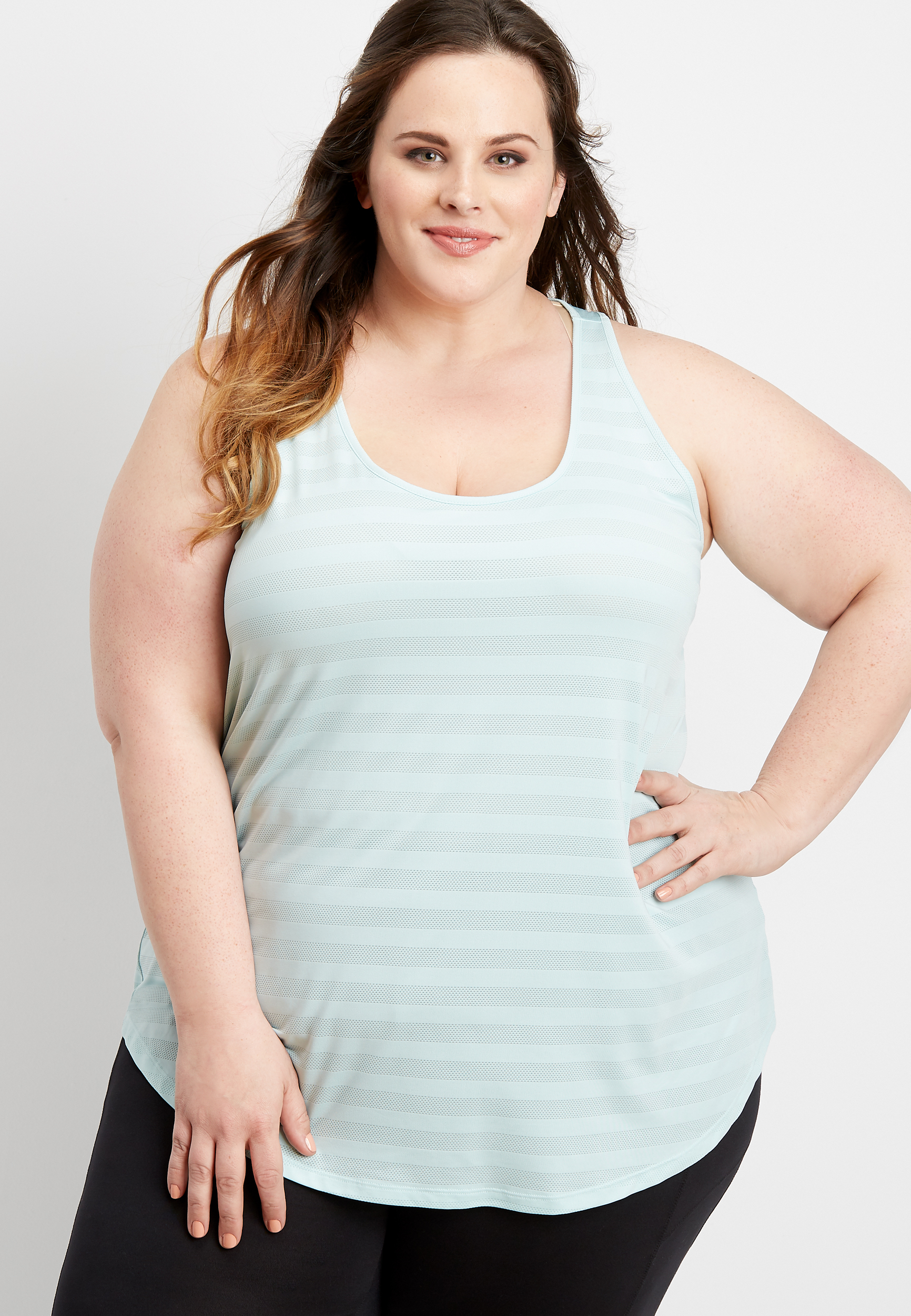 plus size teal stripe active tank | maurices