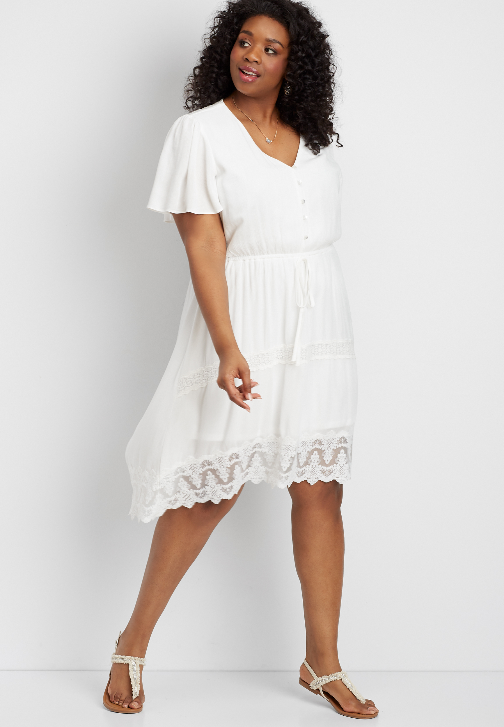 plus size lace high-low prairie dress | maurices