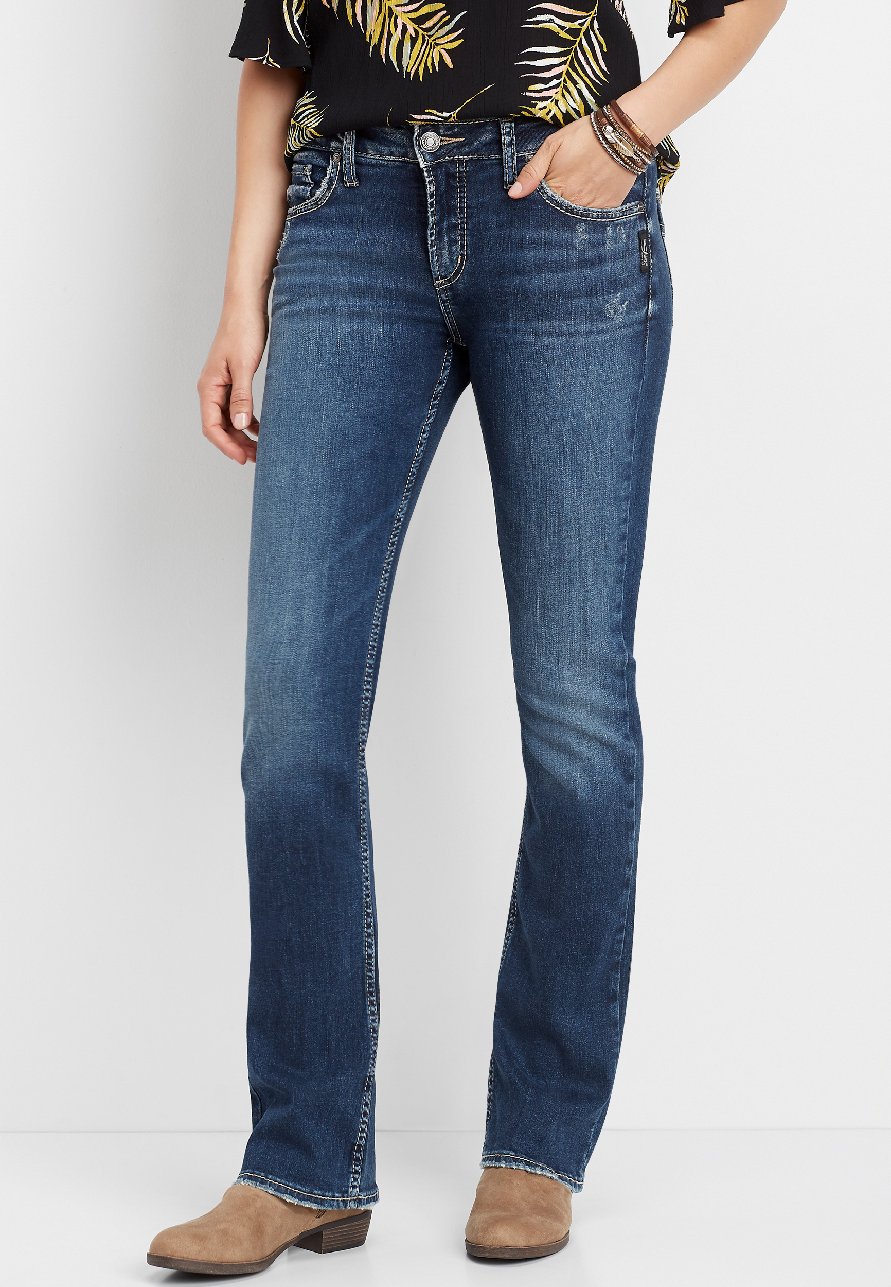 silver avery slim bootcut jeans