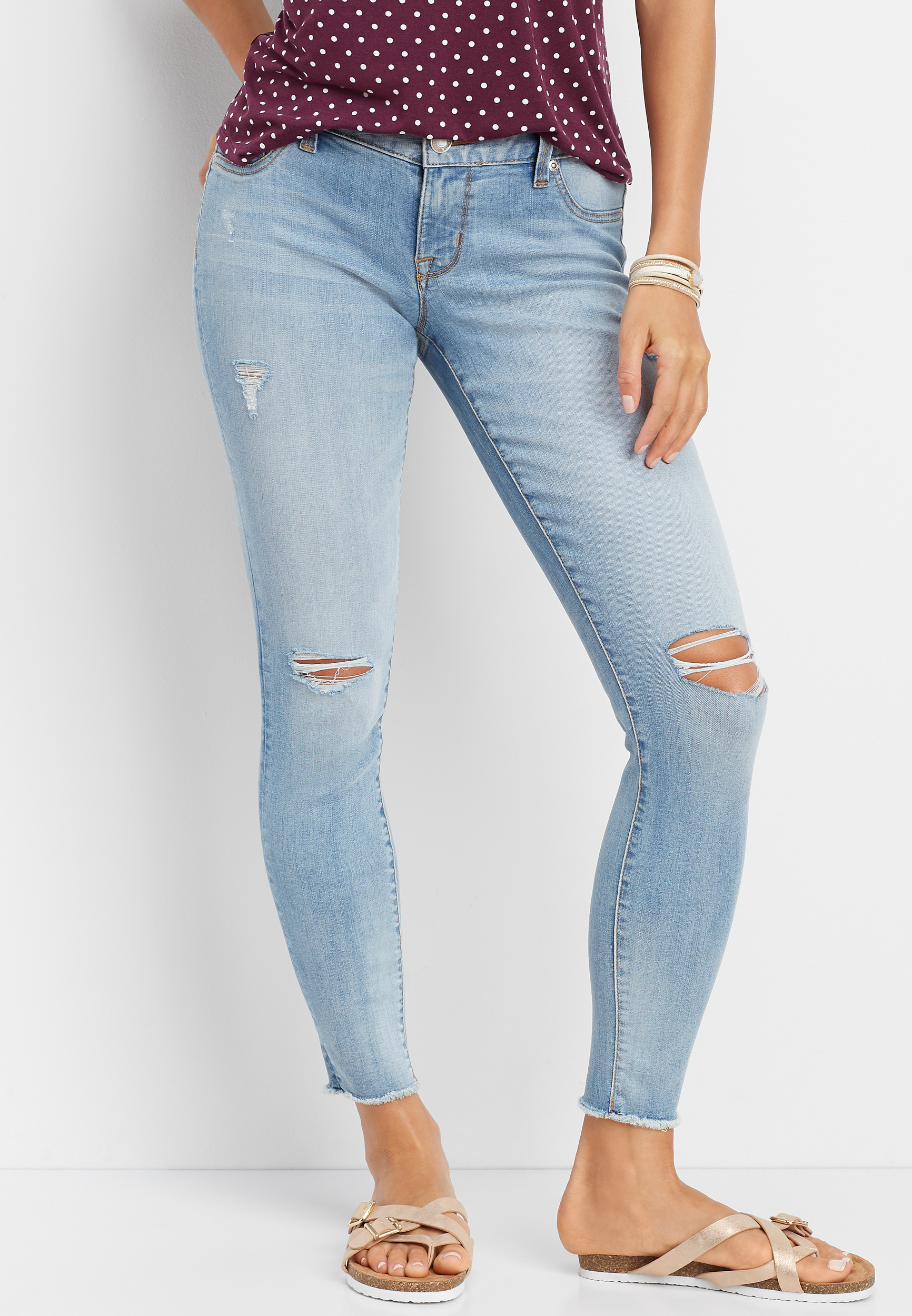 DenimFlex™ light low rise destructed jegging | maurices