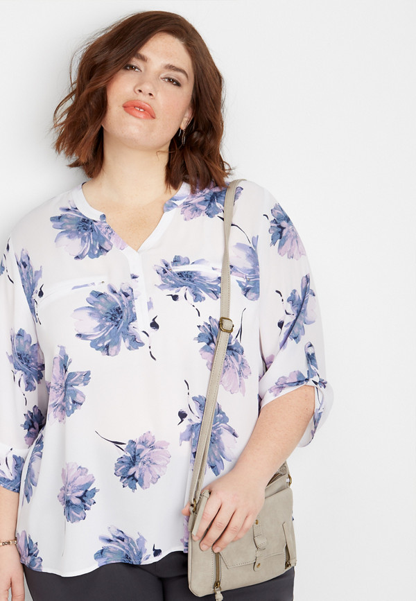 plus size floral v-neck blouse | maurices
