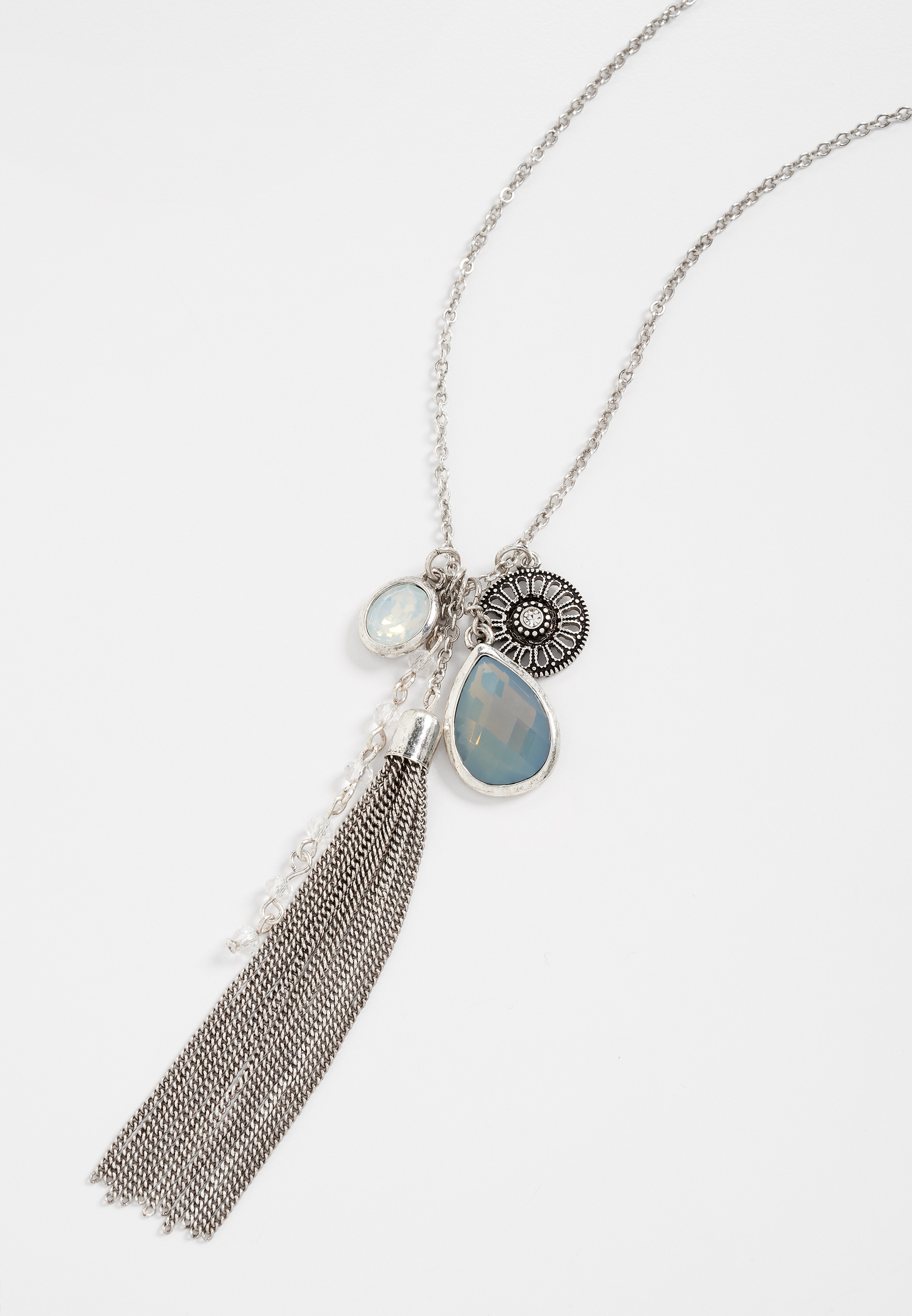 teardrop blue stone cluster necklace | maurices