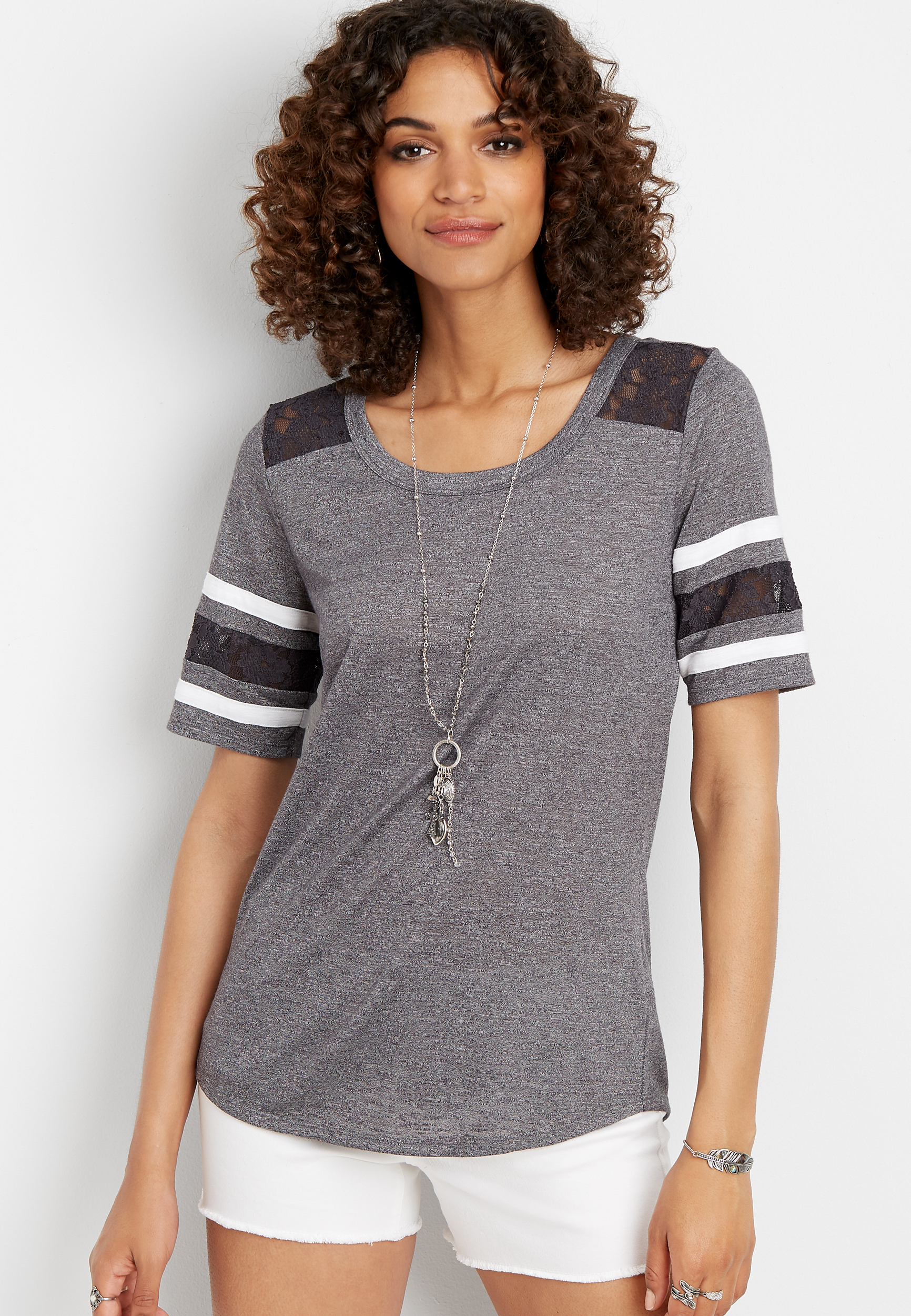 24/7 lace inset baseball tee | maurices