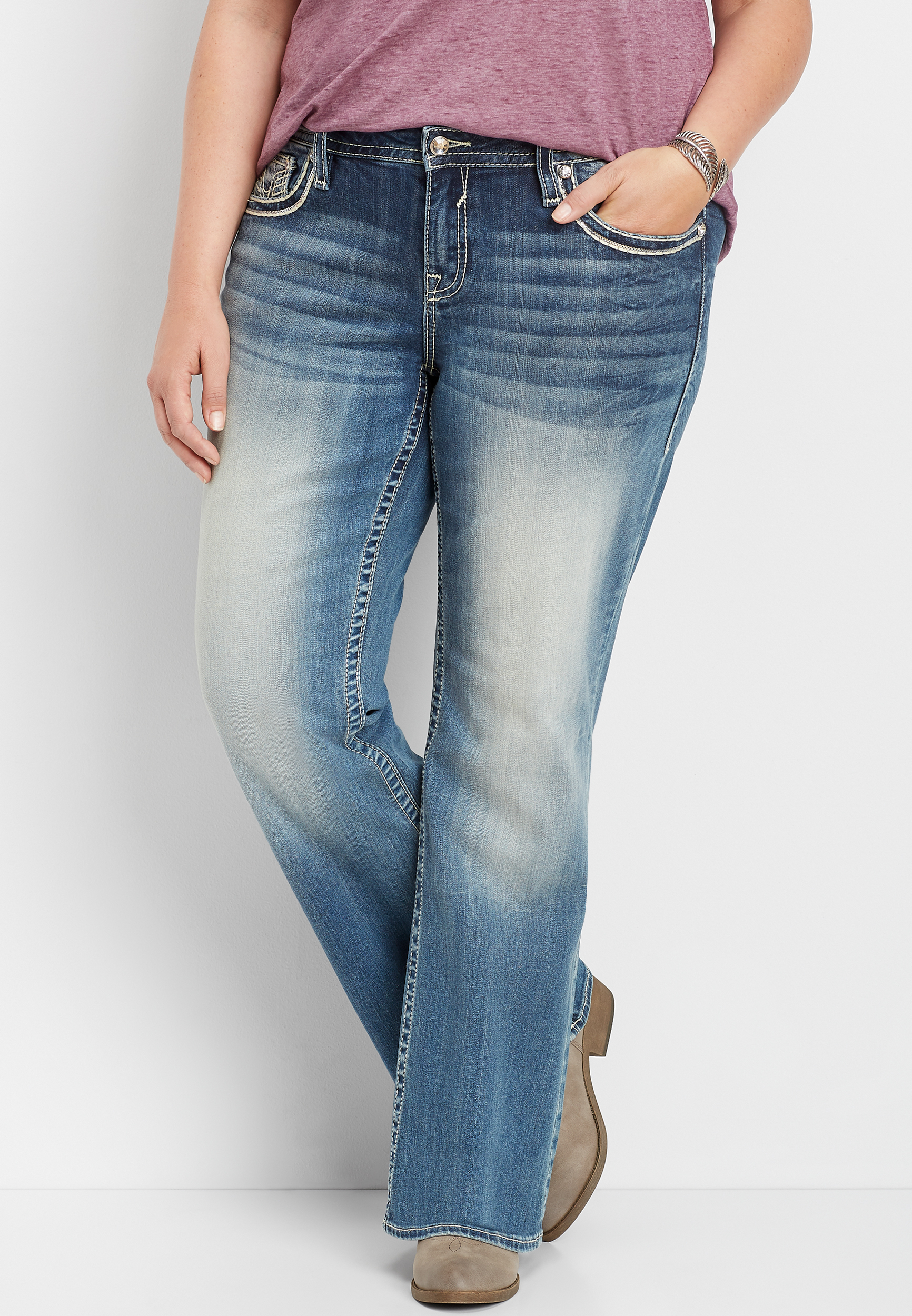 plus size Vigoss® embellished pocket bootcut jean maurices