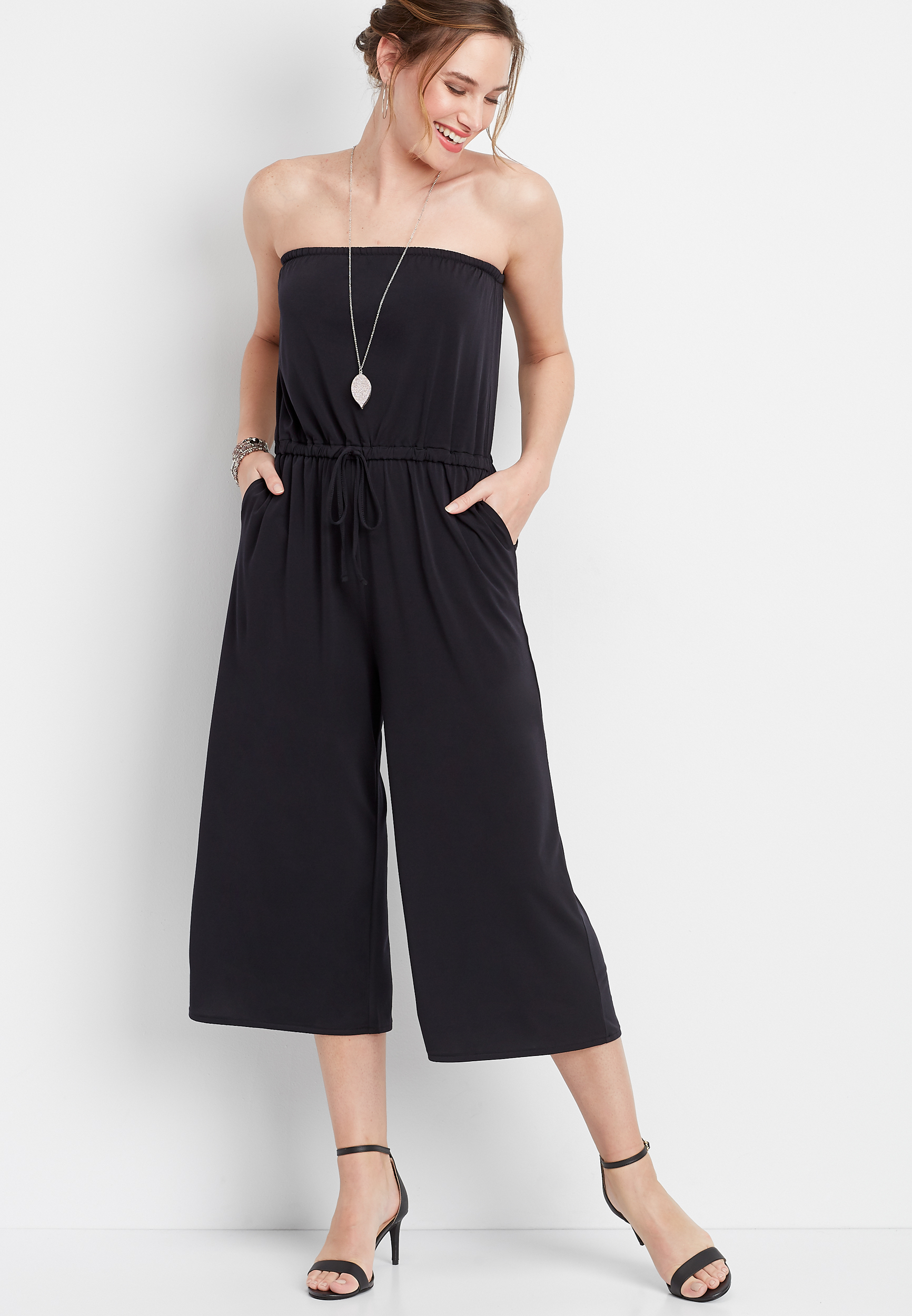 solid tube top jumpsuit | maurices