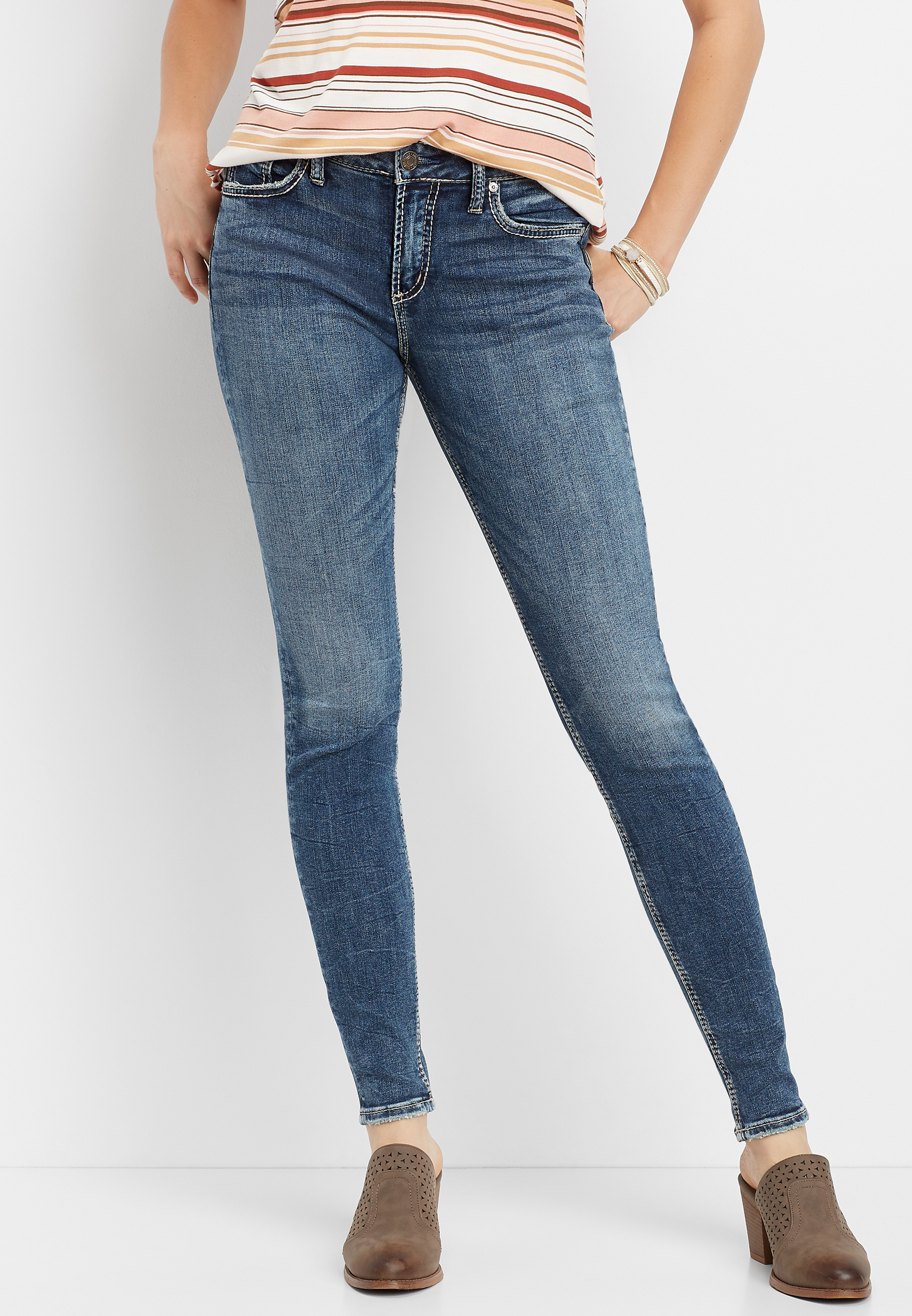 silver avery ankle skinny jeans