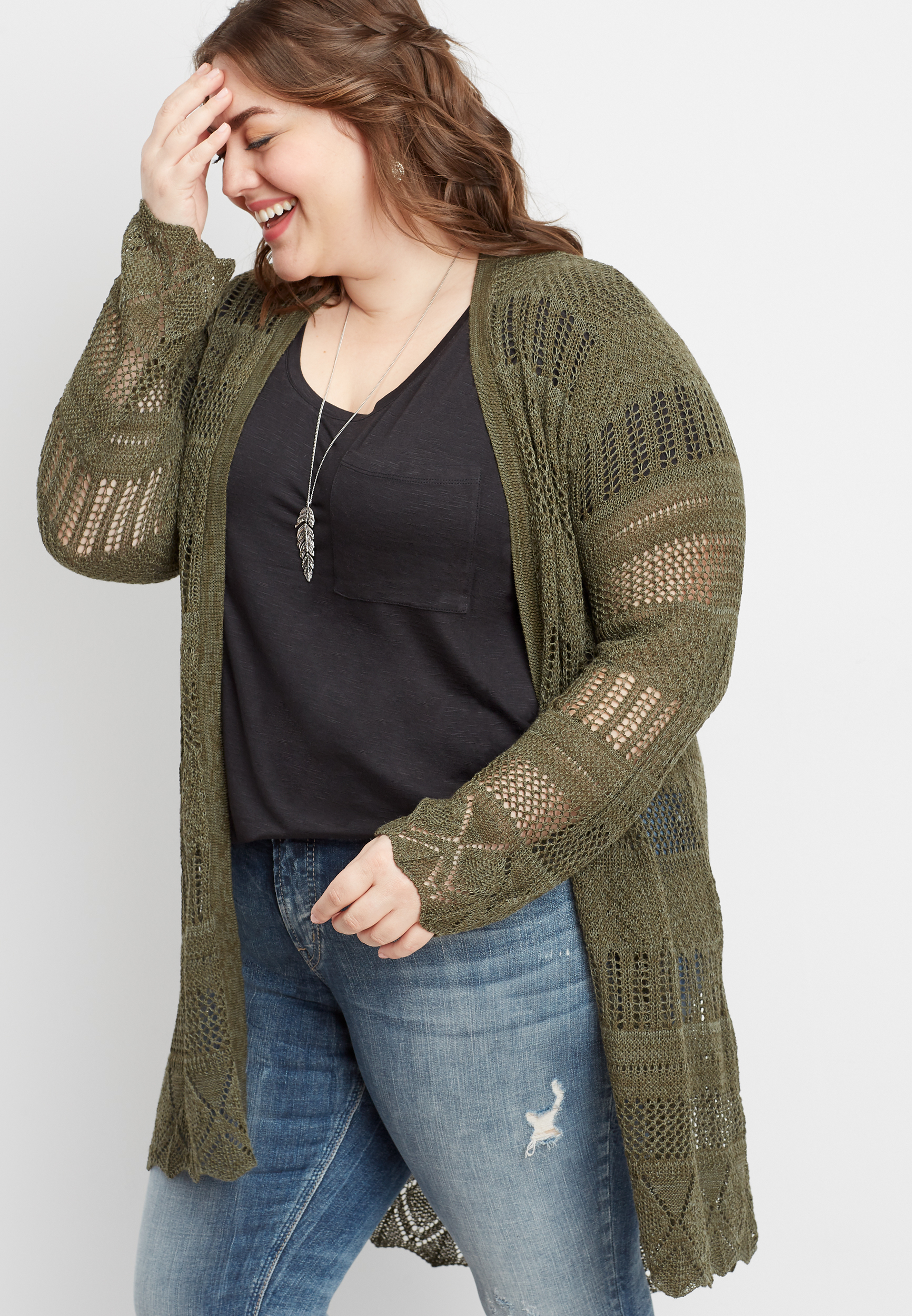 cheril pointelle duster cardigan