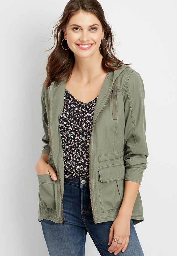 solid hooded anorak jacket | maurices