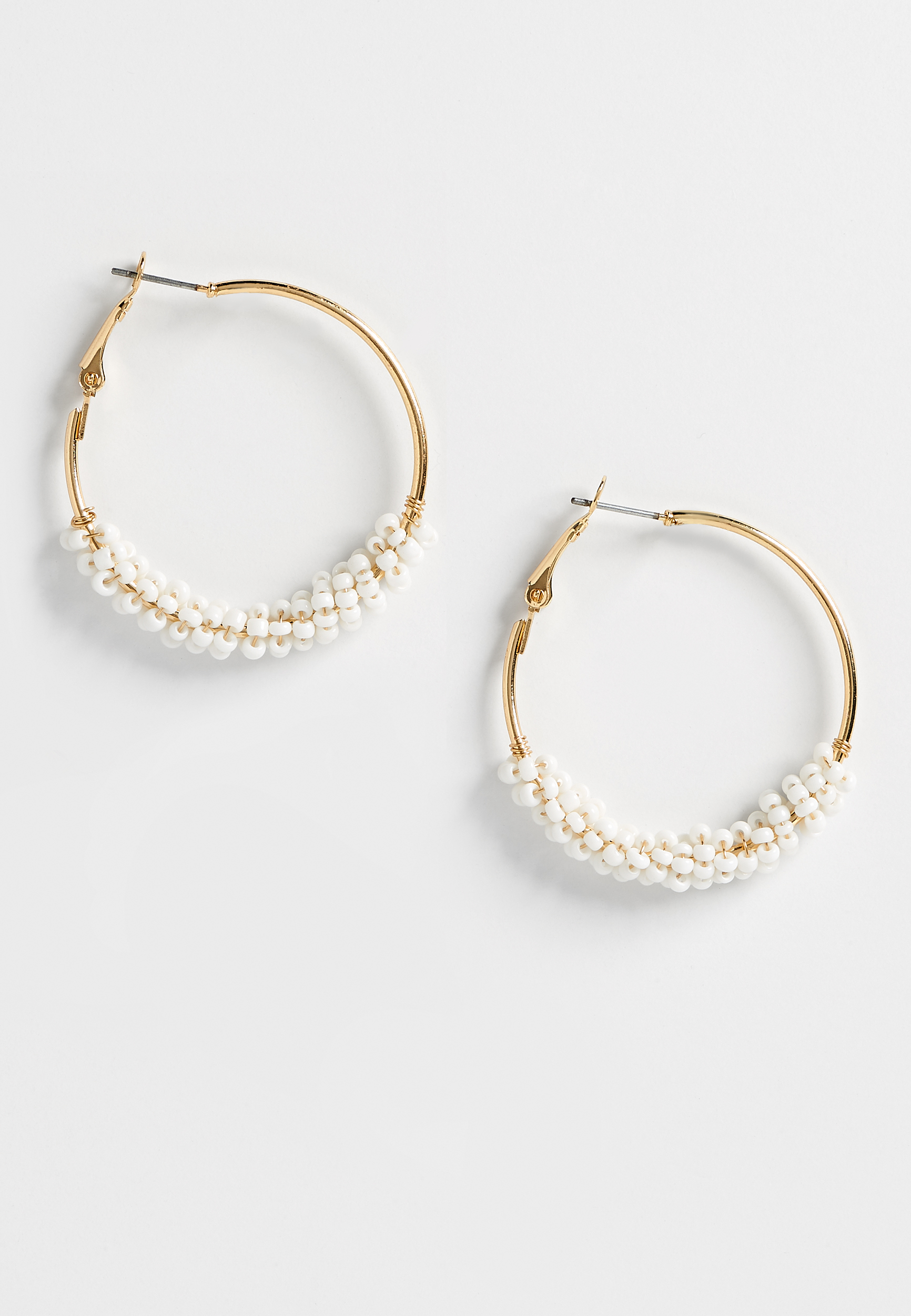 cream bead hoop earring | maurices