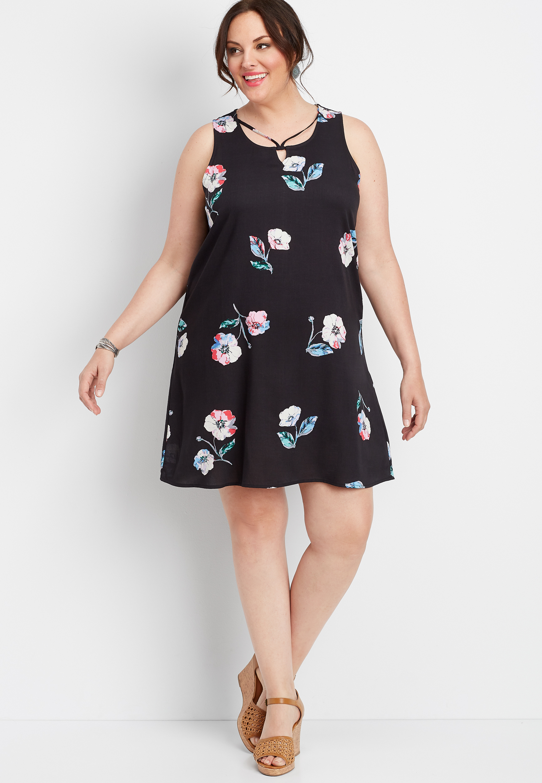 plus size strappy neck floral dress | maurices