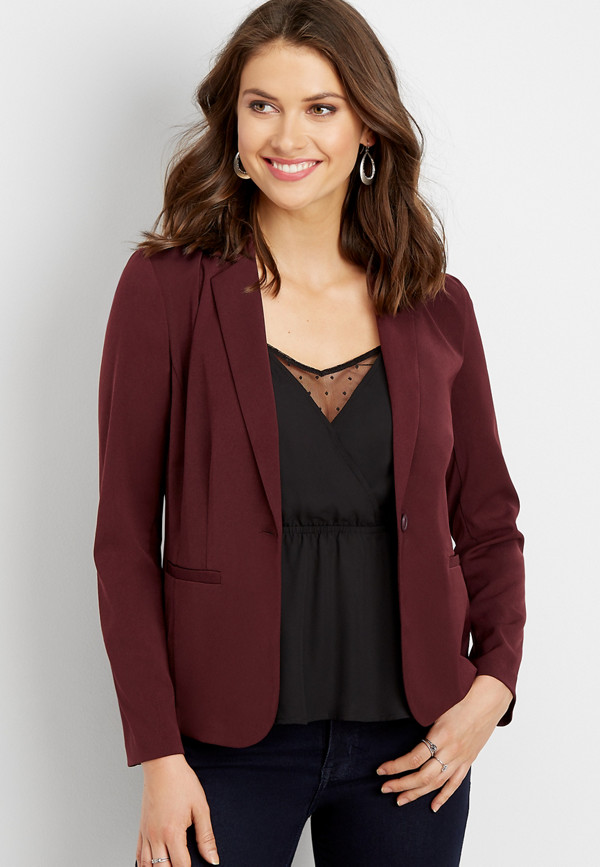 solid button front blazer | maurices