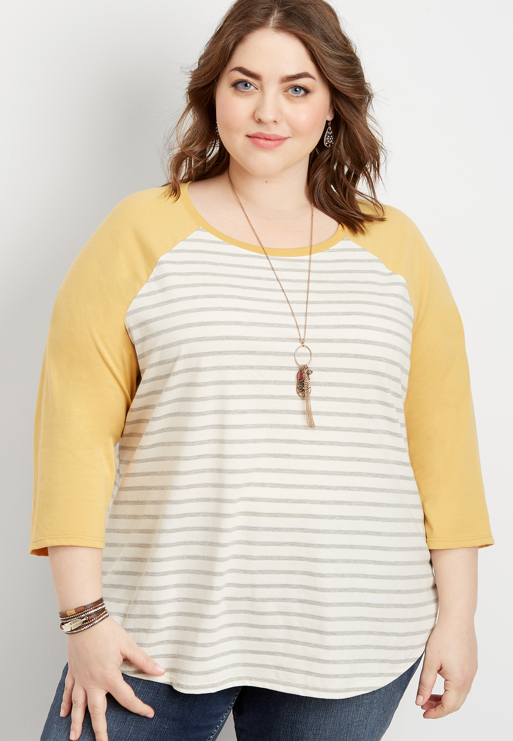 yellow sleeve baseball tee