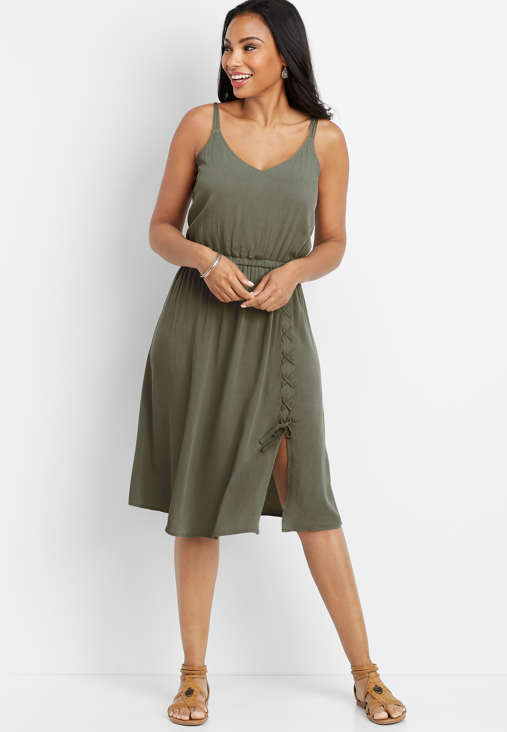 lace up front tank dress | maurices