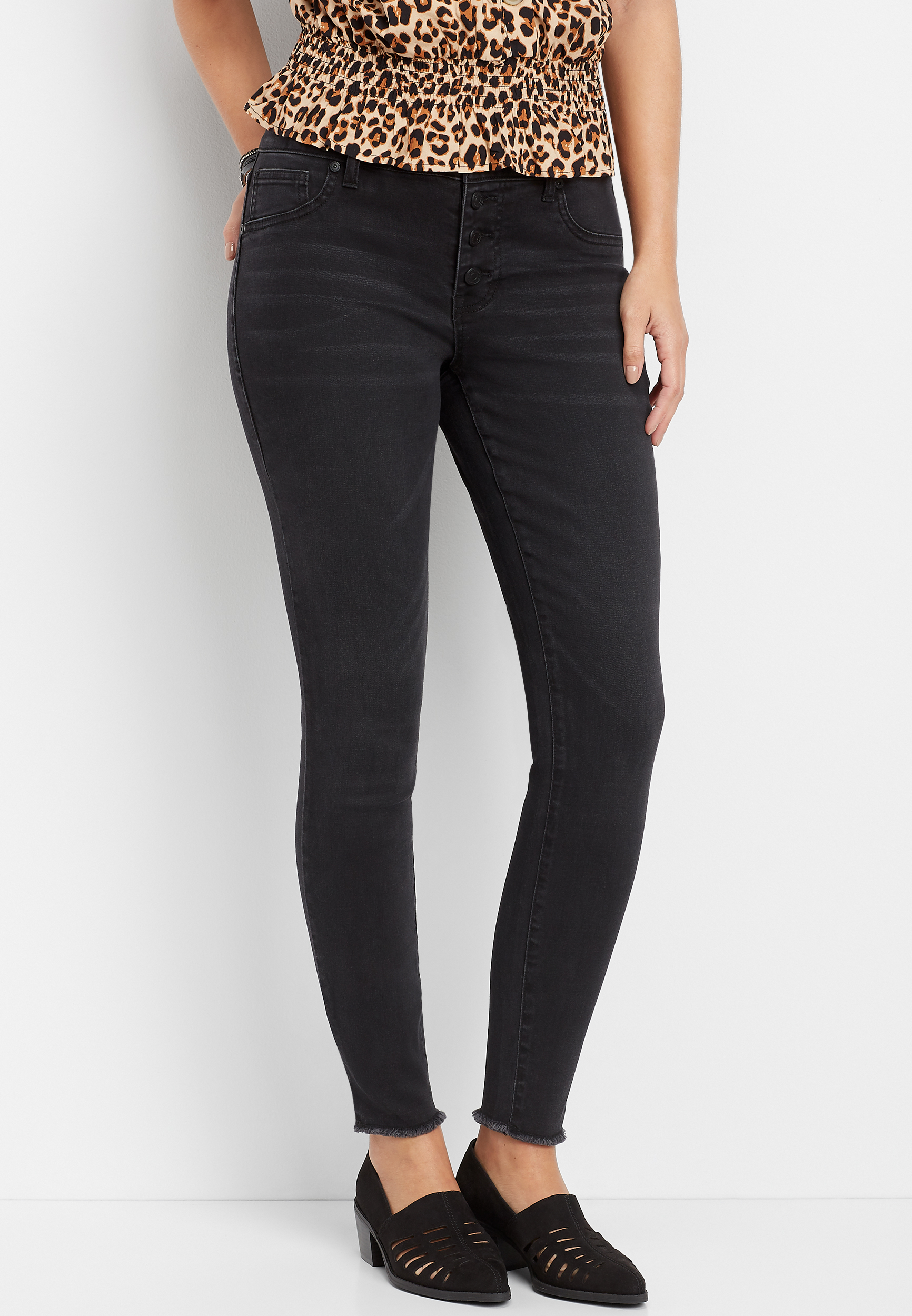 DenimFlex™ Black High Rise Button Fly Jegging | maurices