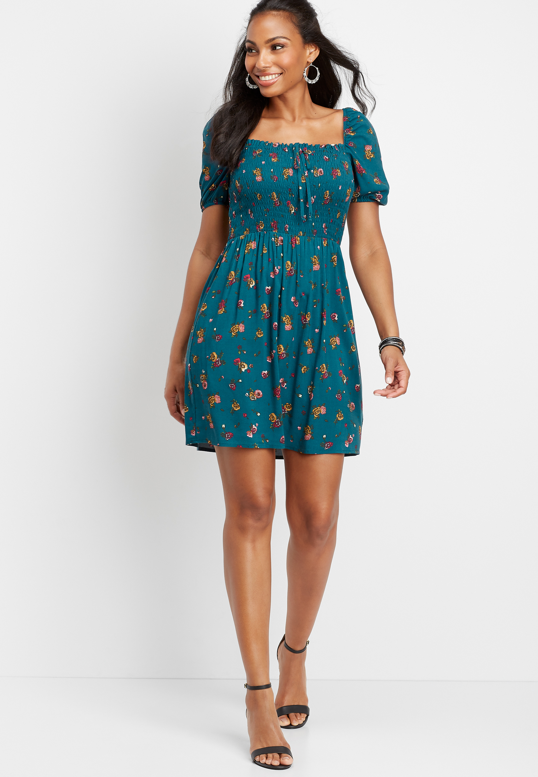 floral smocked top dress | maurices