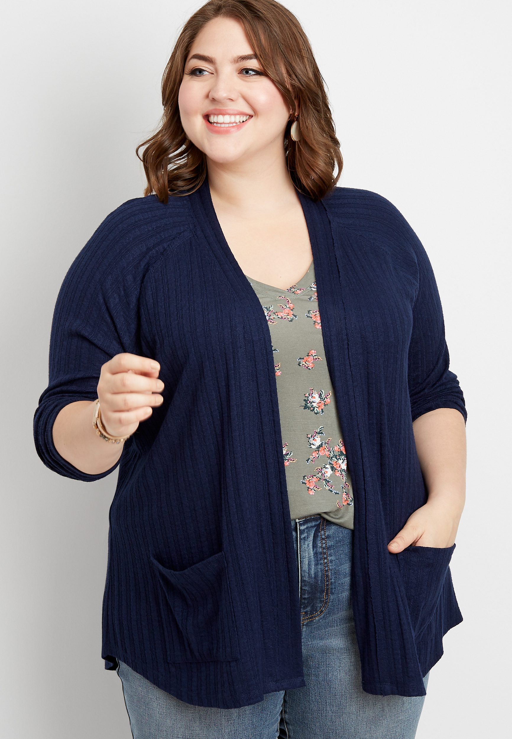 plus size blue cardigan