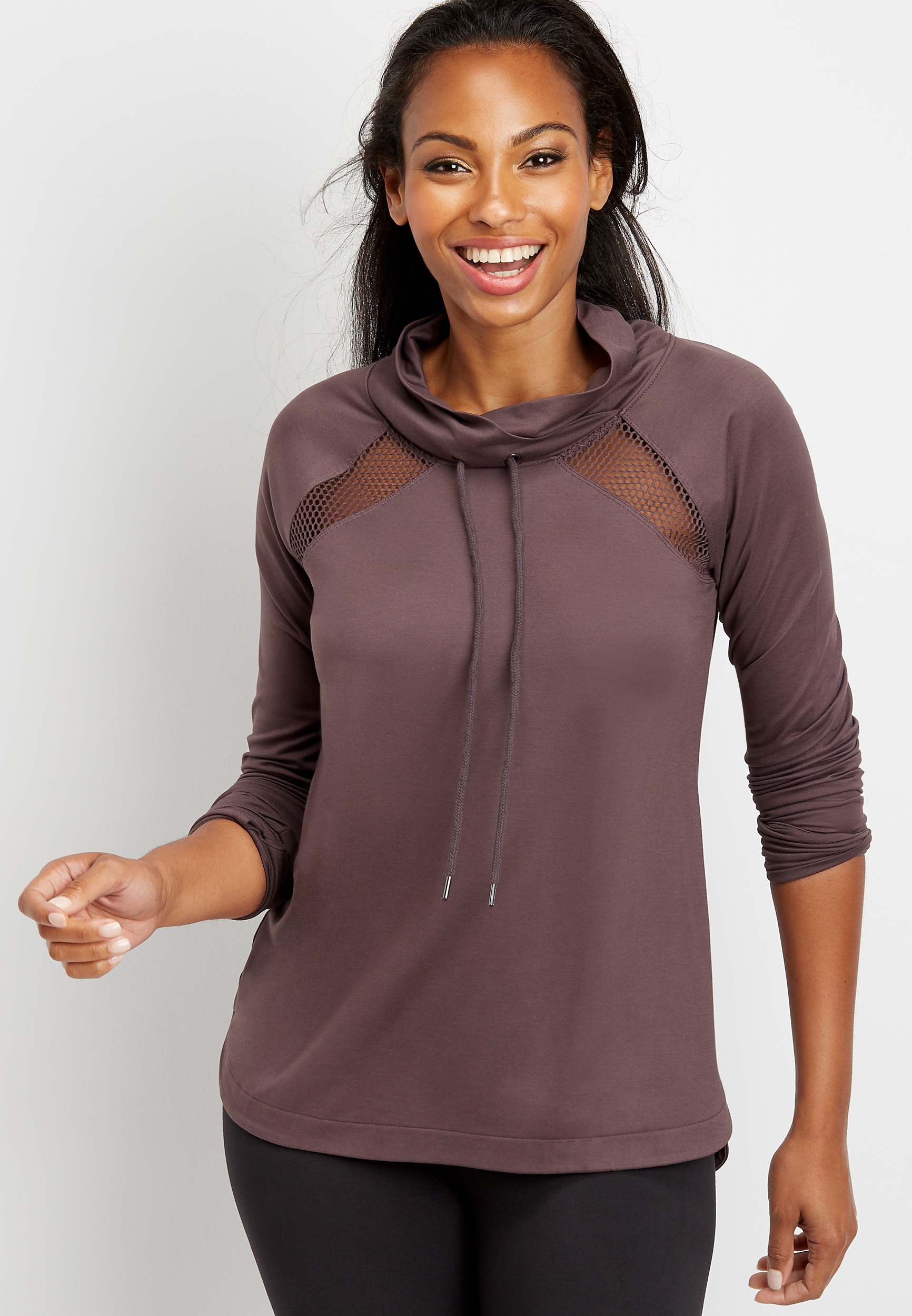 solid active cowl neck pullover | maurices